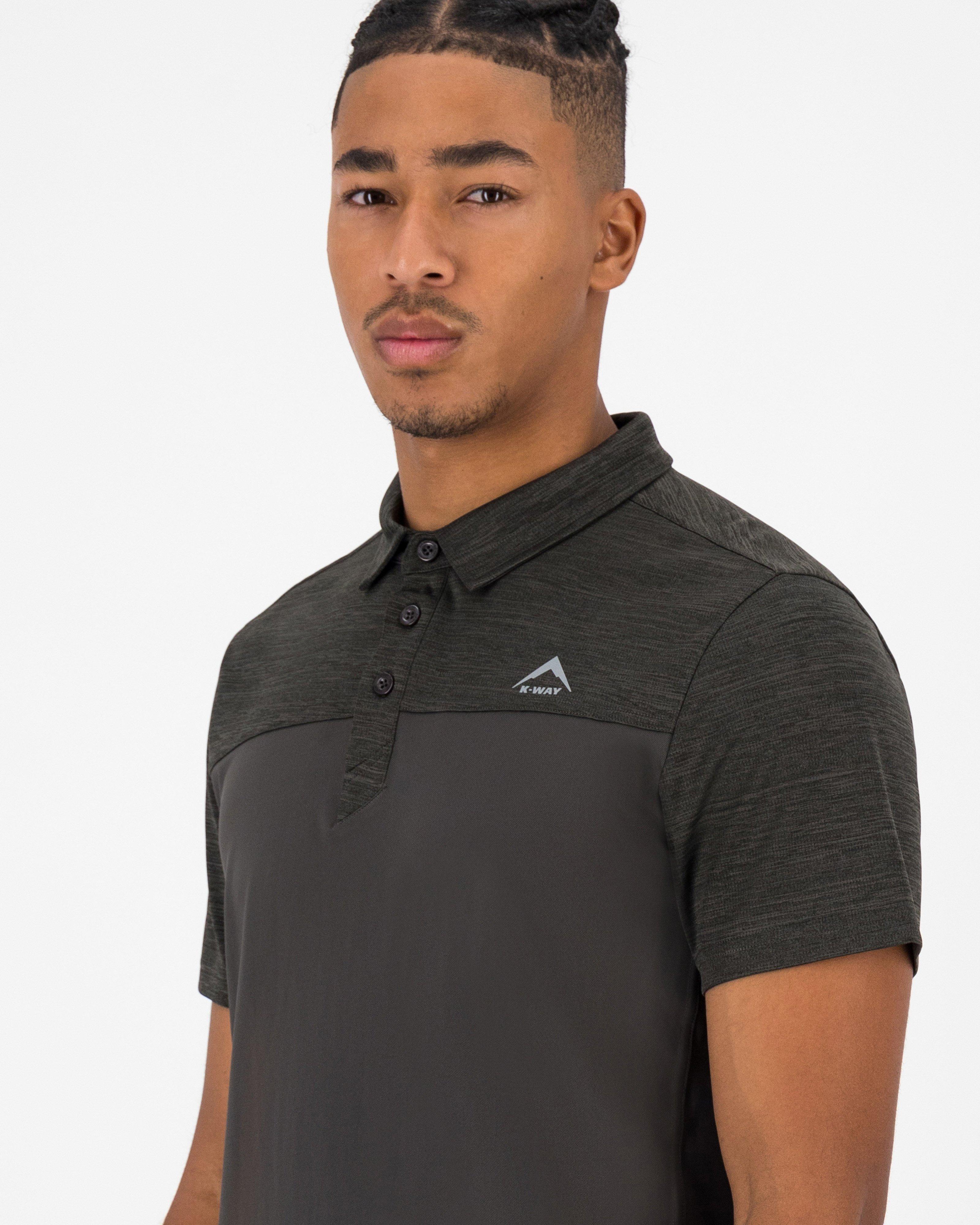 K-Way Men's Tech Short-Sleeve Golfer -  Dark Olive