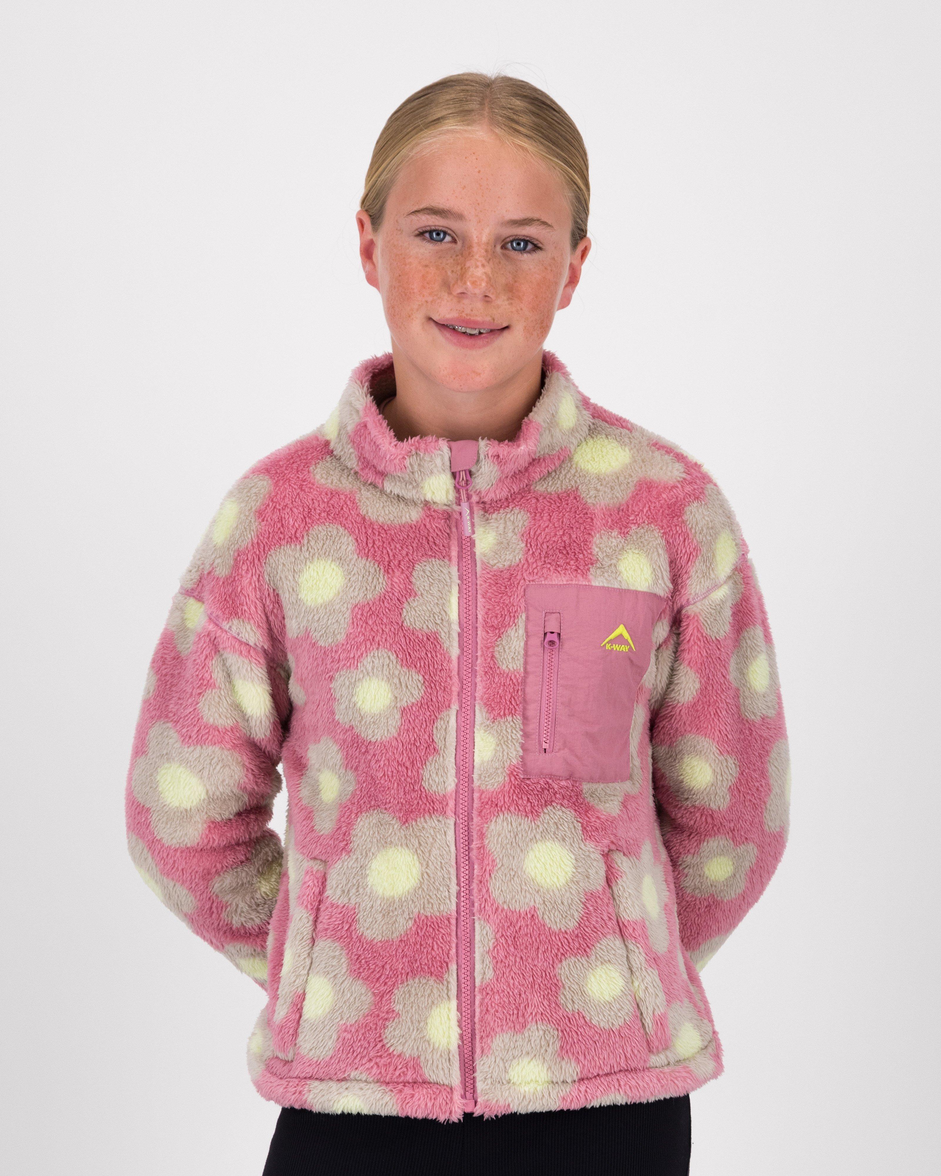 K-Way Youth Kodiak Printed Shaggy Fleece Jacket girls -  Mauve