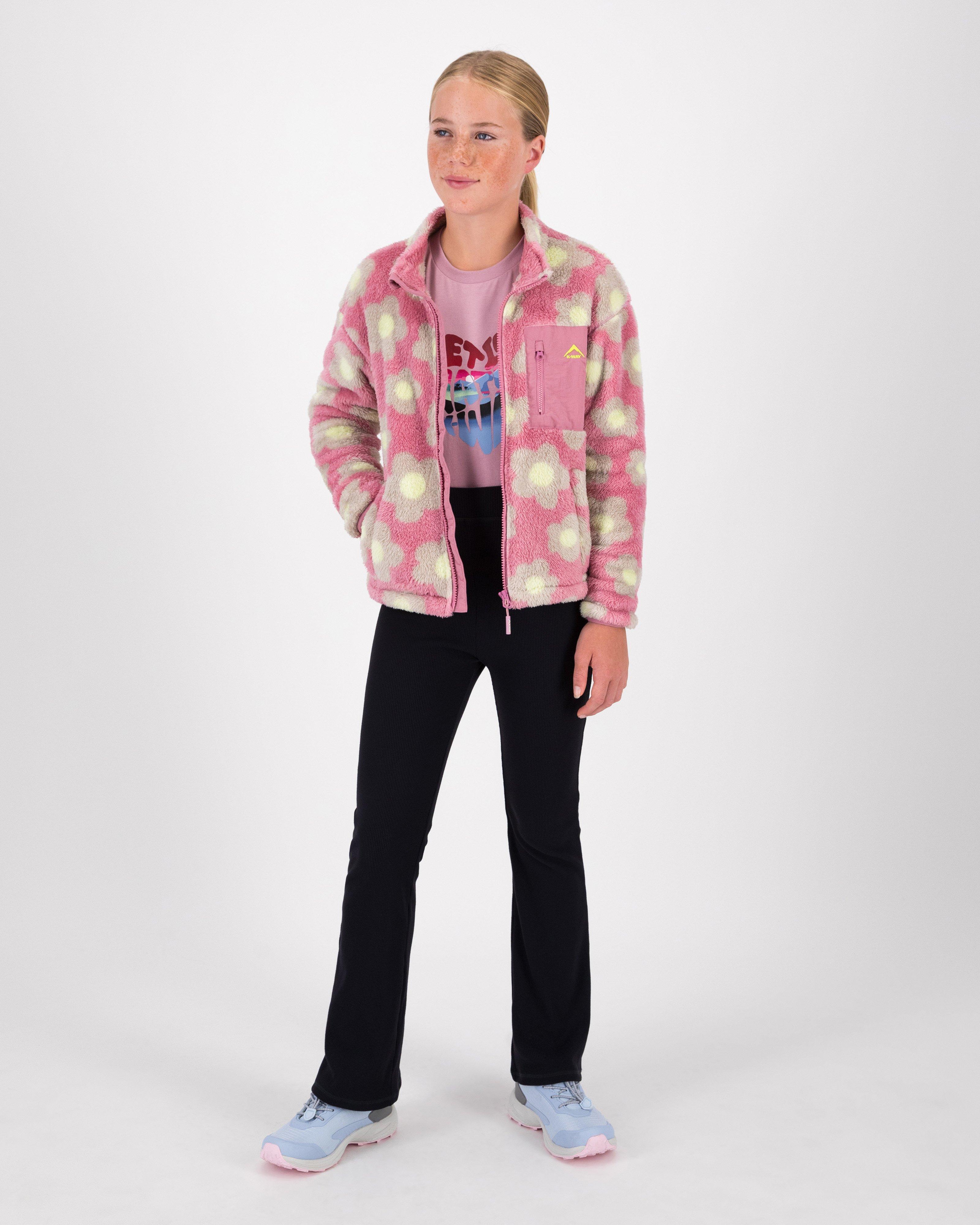 K-Way Youth Kodiak Printed Shaggy Fleece Jacket girls -  Mauve