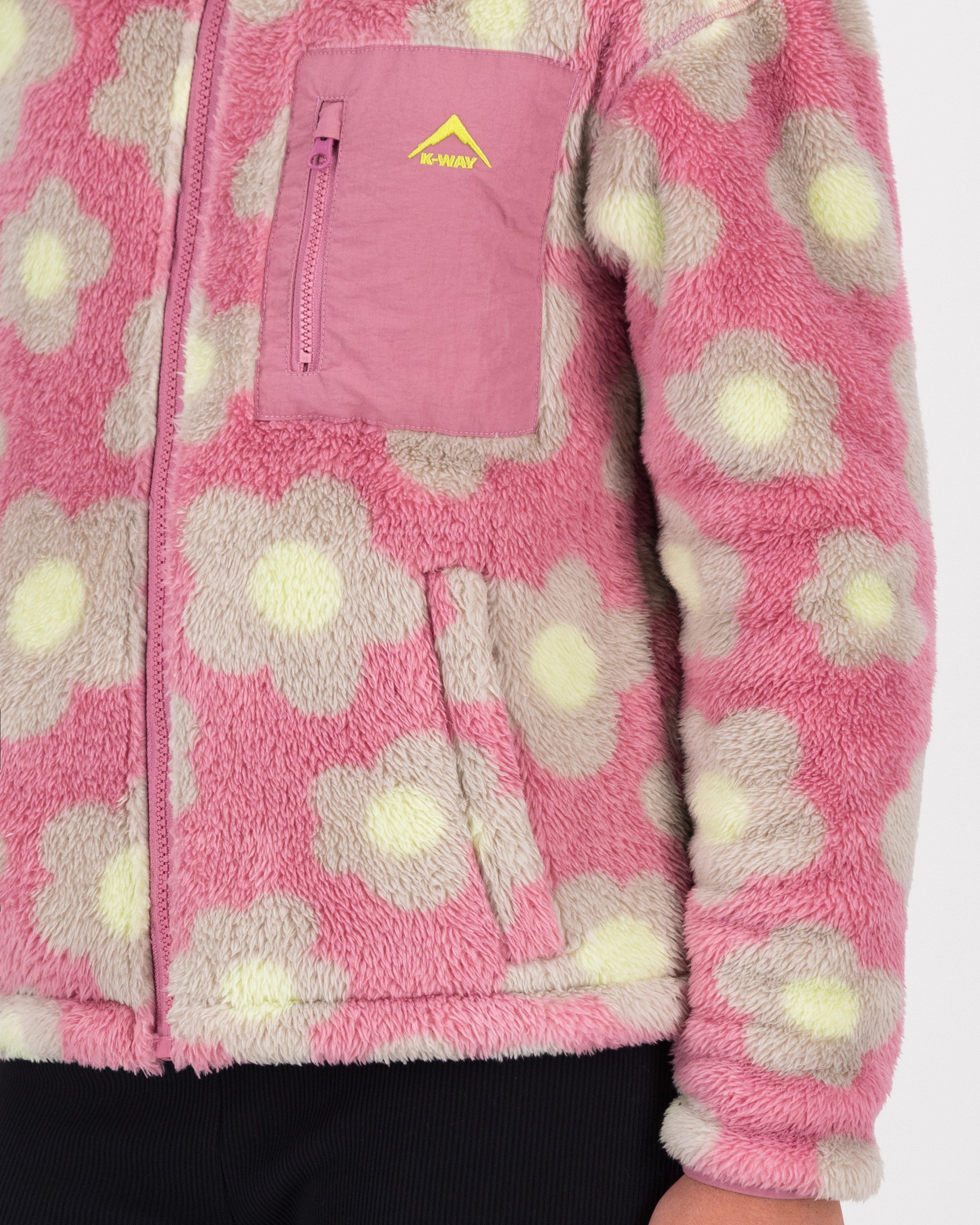 K-Way Youth Kodiak Printed Shaggy Fleece Jacket girls -  Mauve