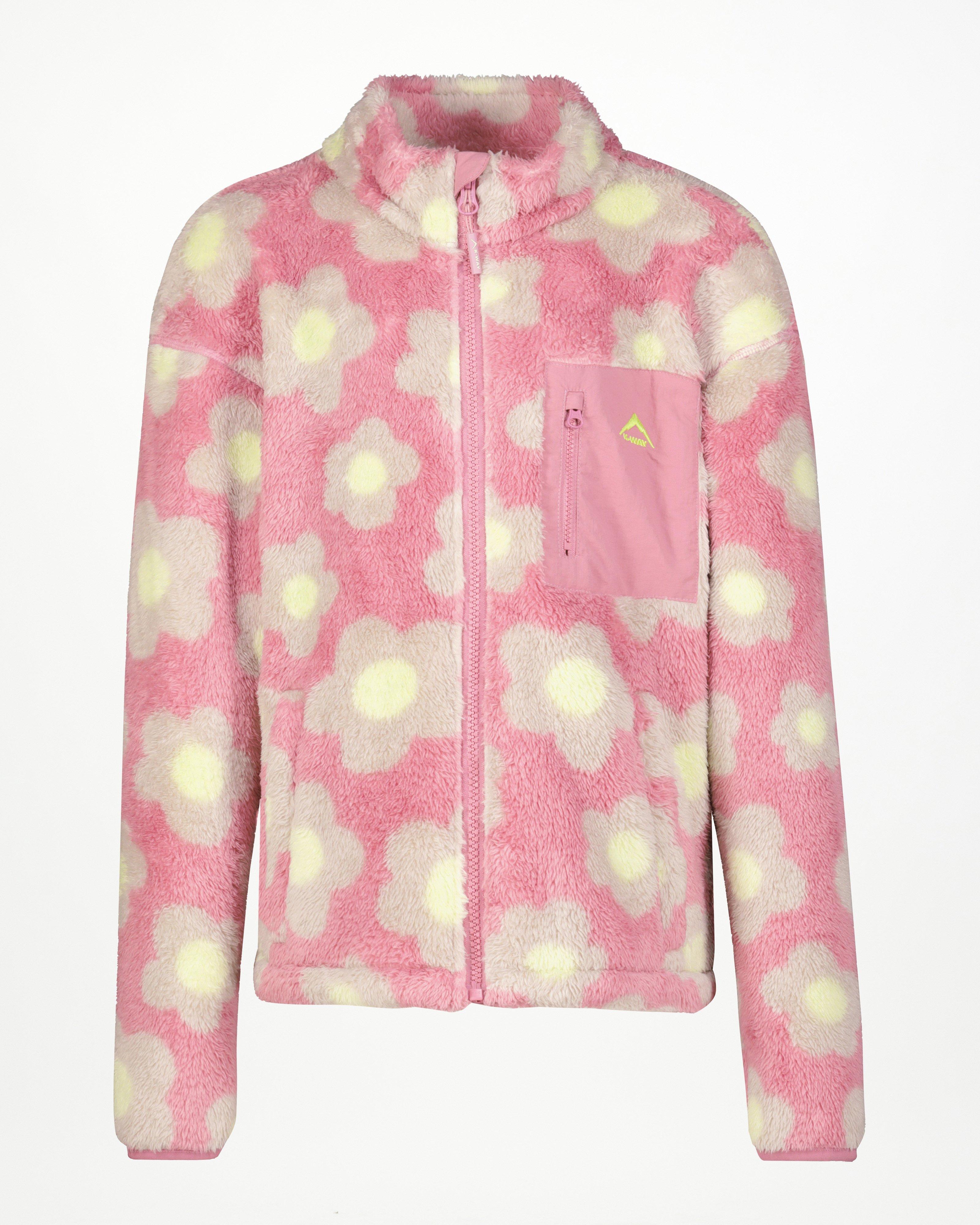 K-Way Youth Kodiak Printed Shaggy Fleece Jacket girls -  Mauve