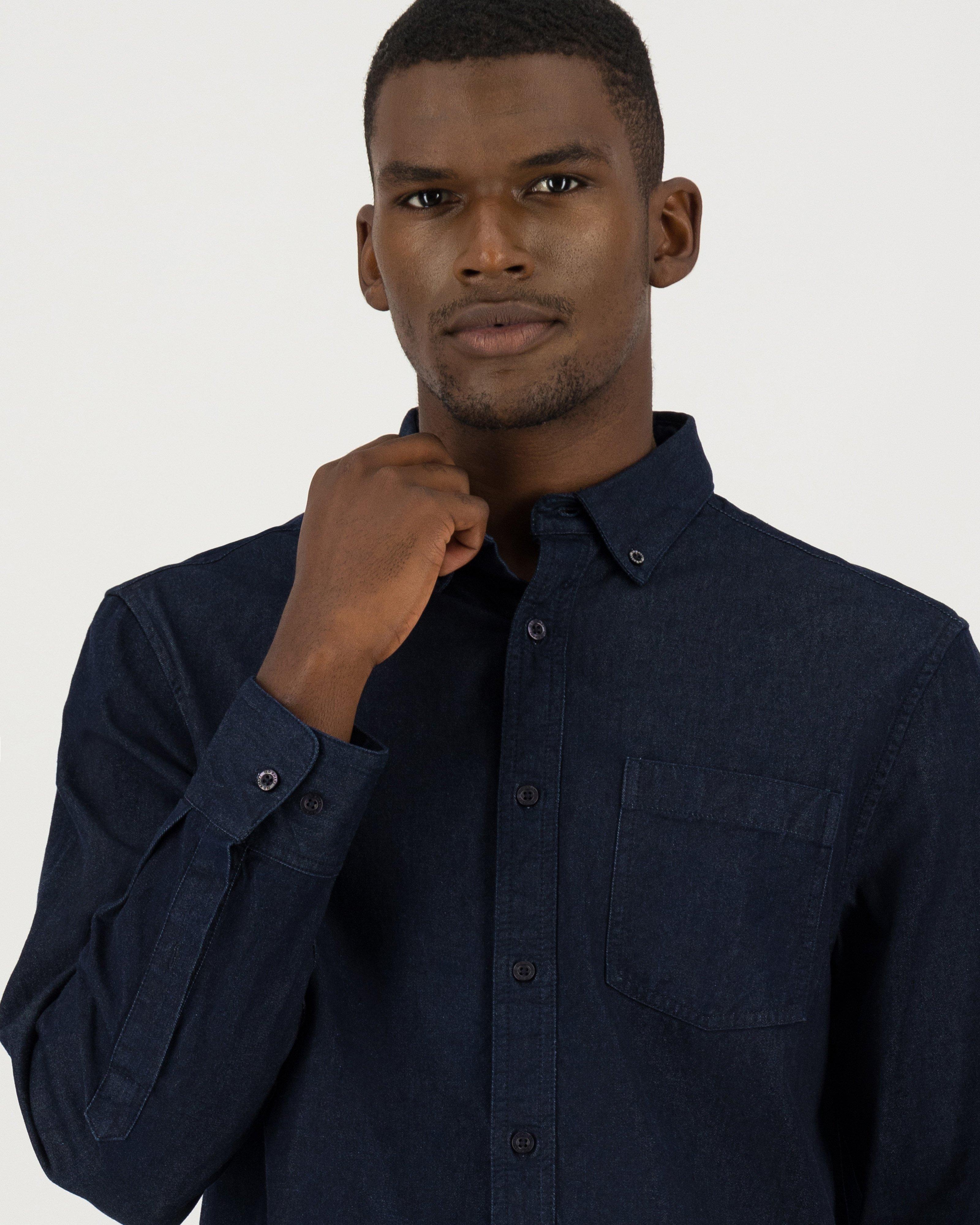 Mens indigo best sale denim shirt