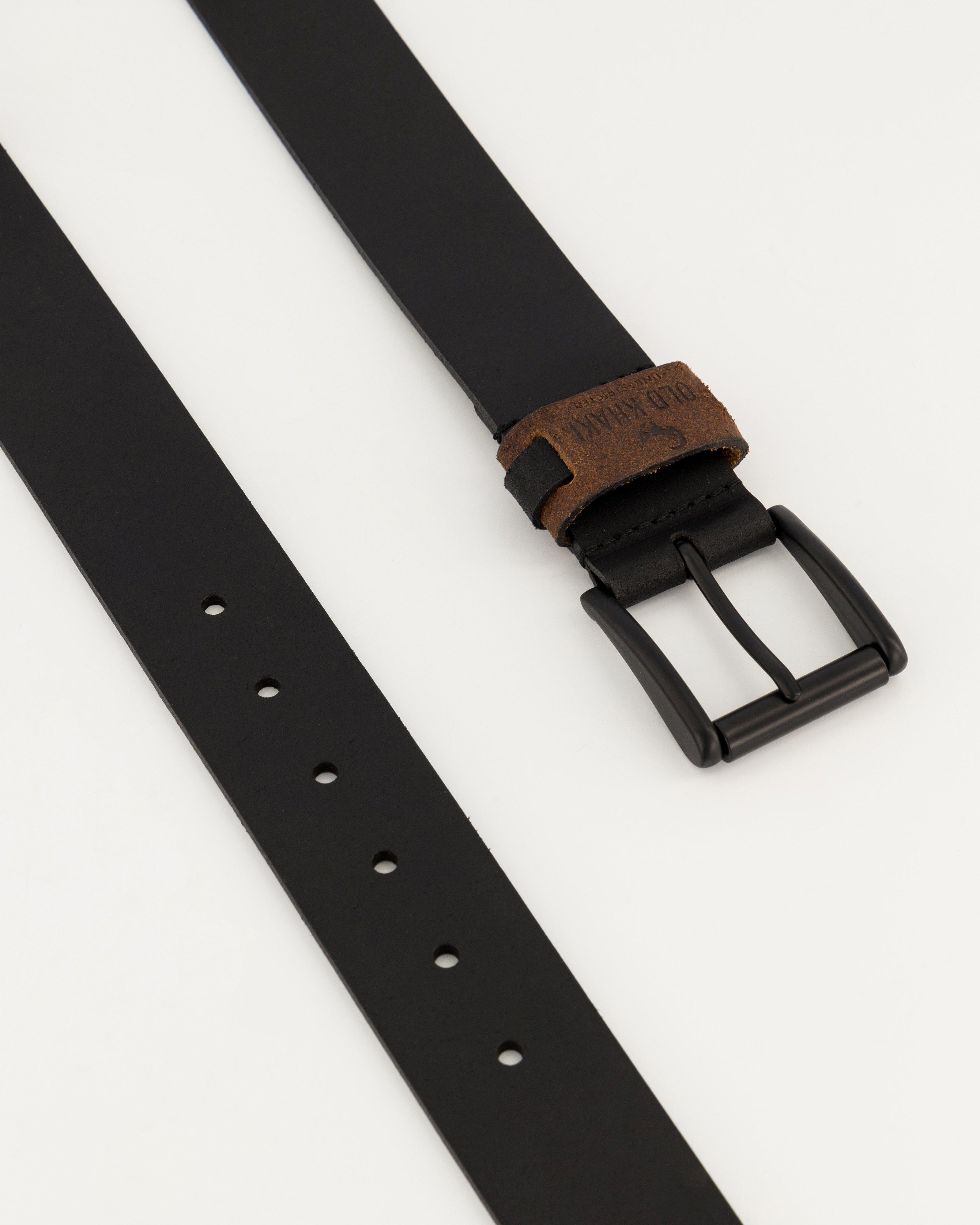 Men's Davian Leather Belt -  Black
