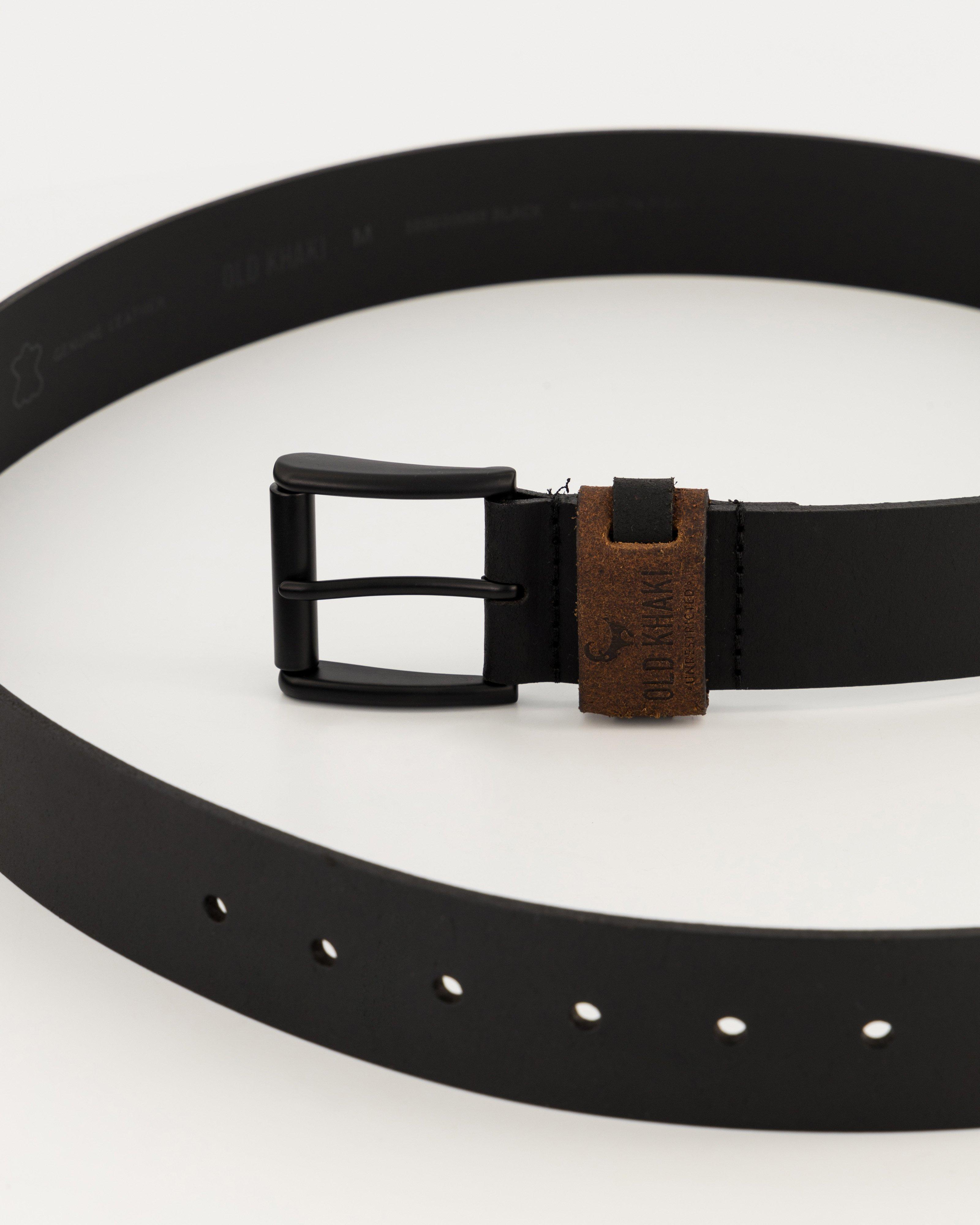 Men's Davian Leather Belt -  Black
