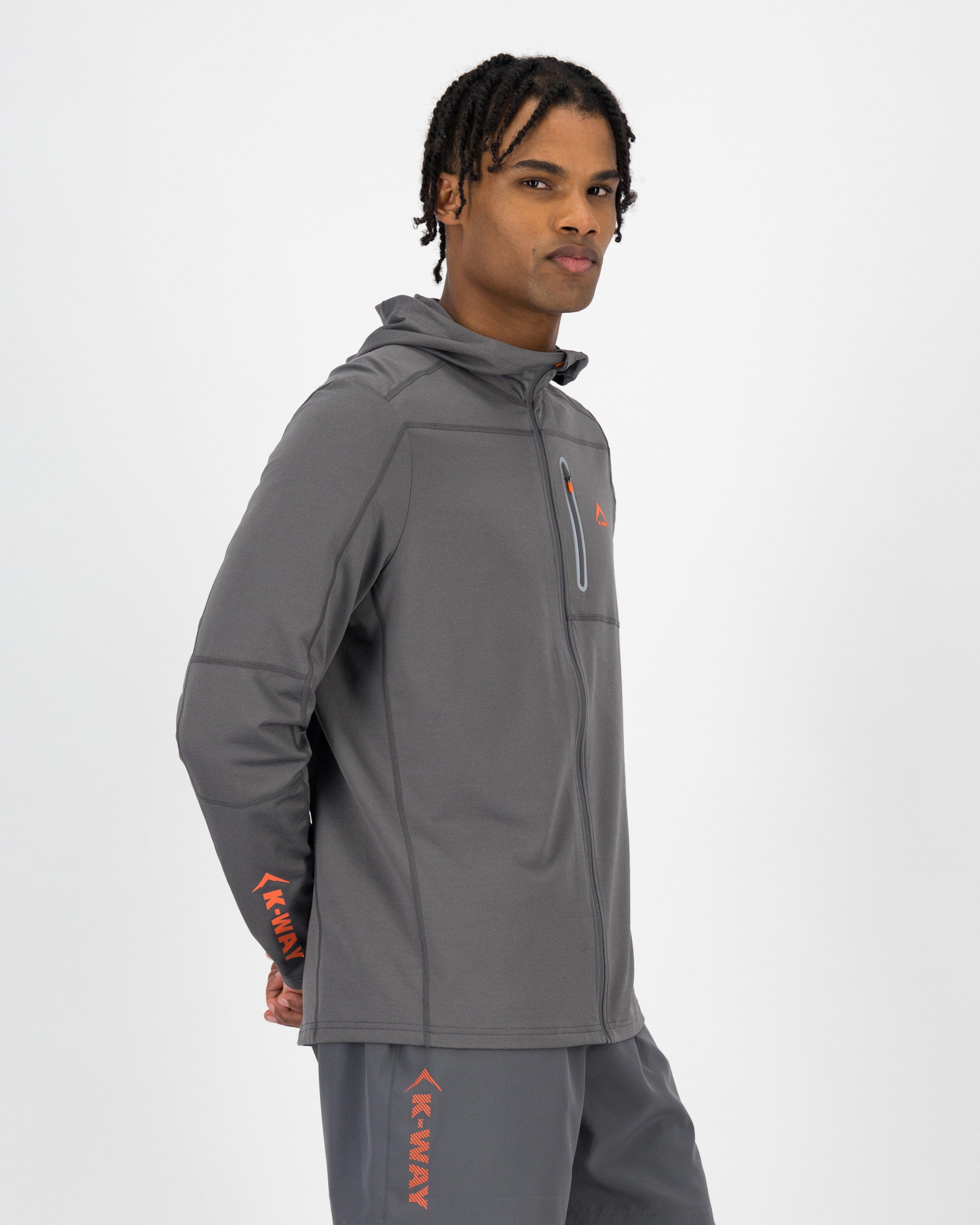 K-Way Pulse Men's Hooded Zip-Through Fleece Top -  Charcoal