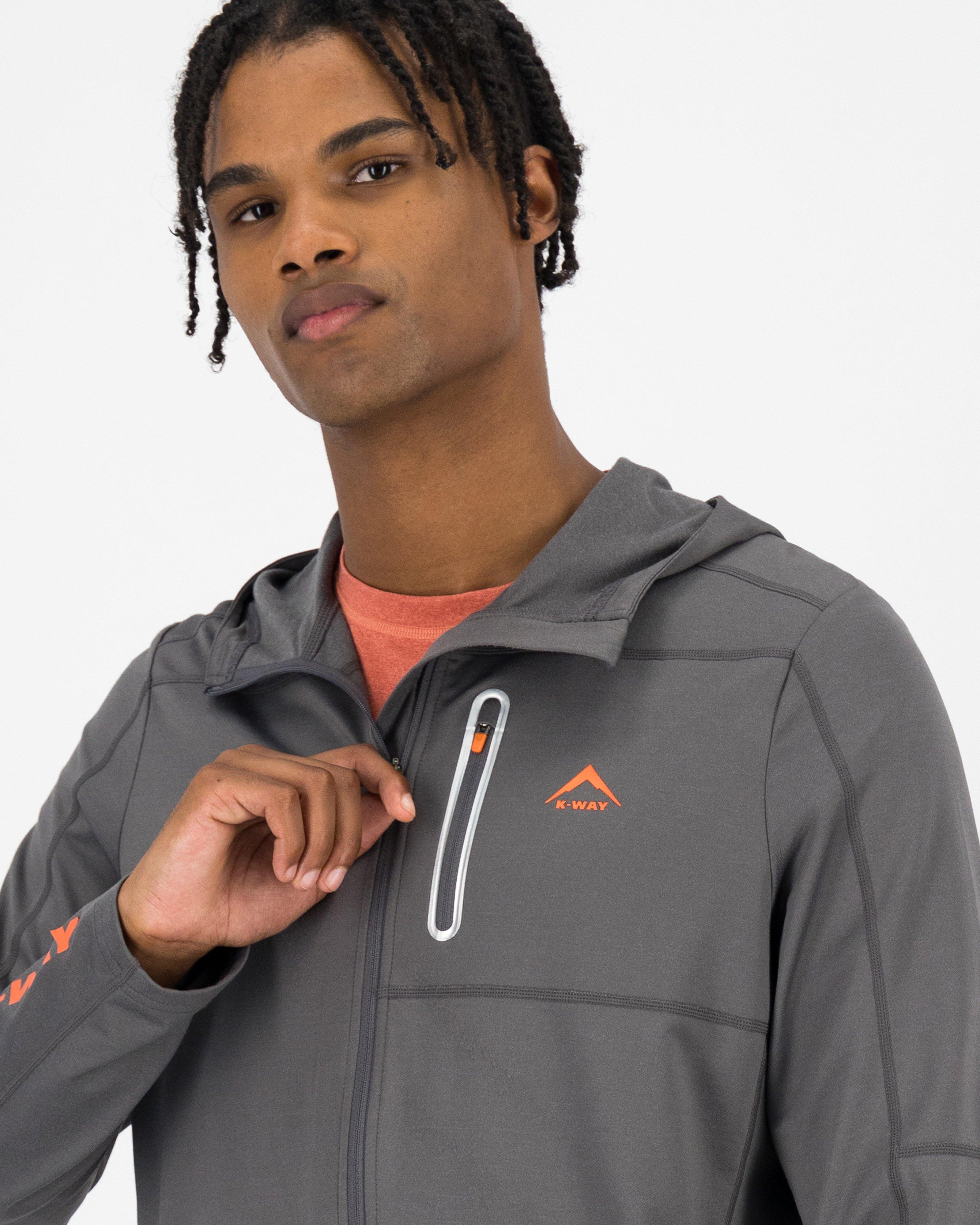 K-Way Pulse Men's Hooded Zip-Through Fleece Top -  Charcoal