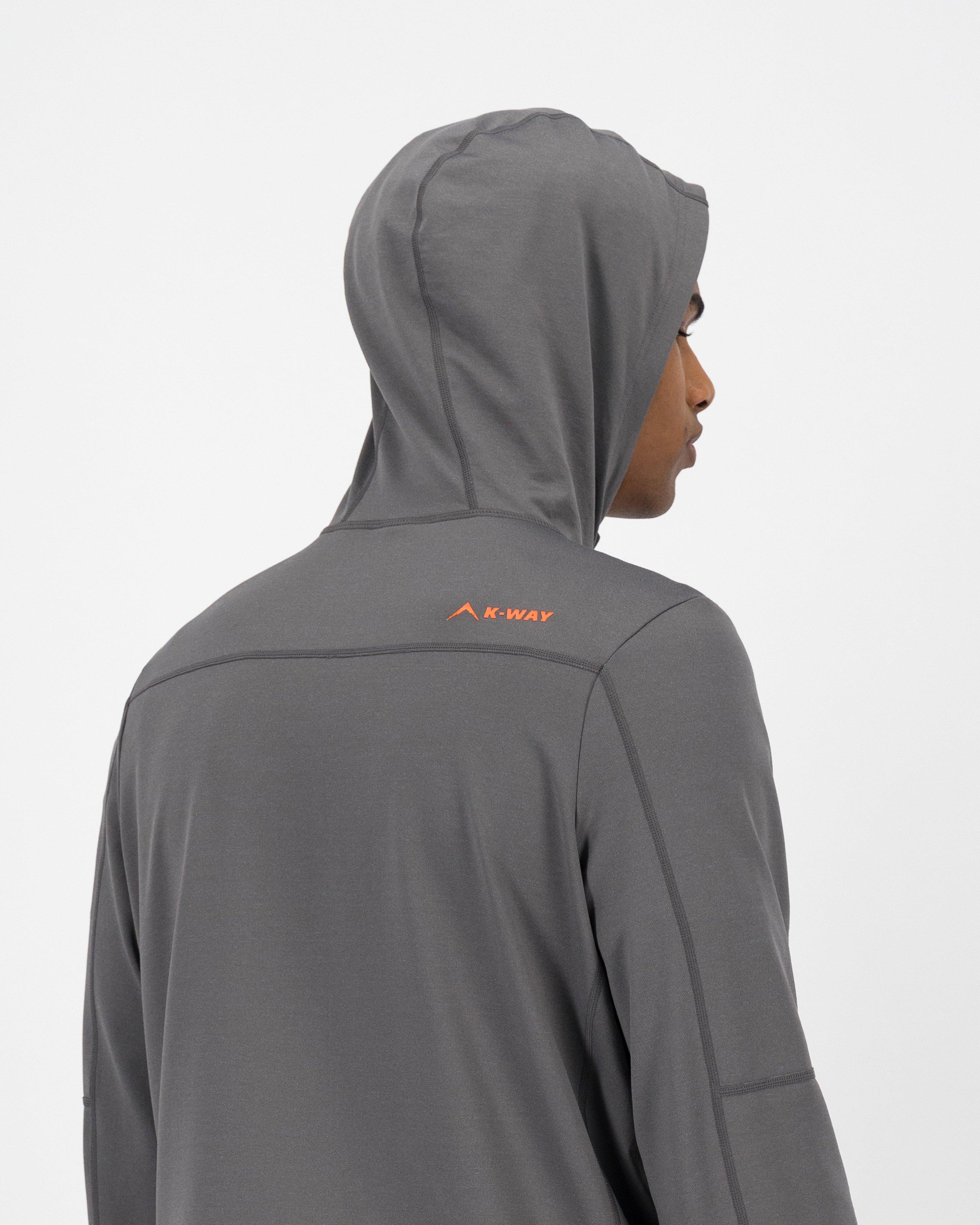 K-Way Pulse Men's Hooded Zip-Through Fleece Top -  Charcoal