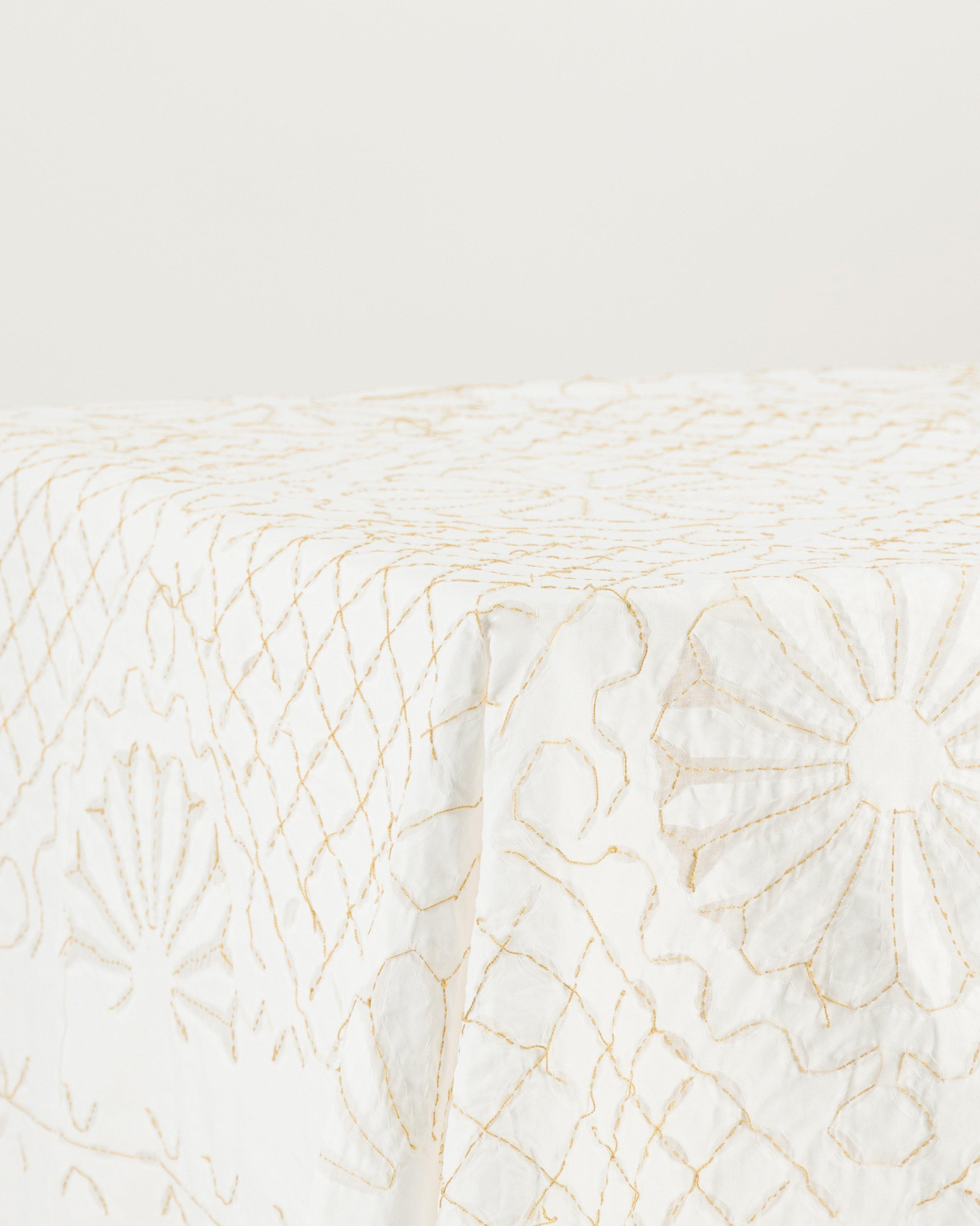 Artisanal Applique and Hand Stitched Tablecloth Poetry Clothing Store