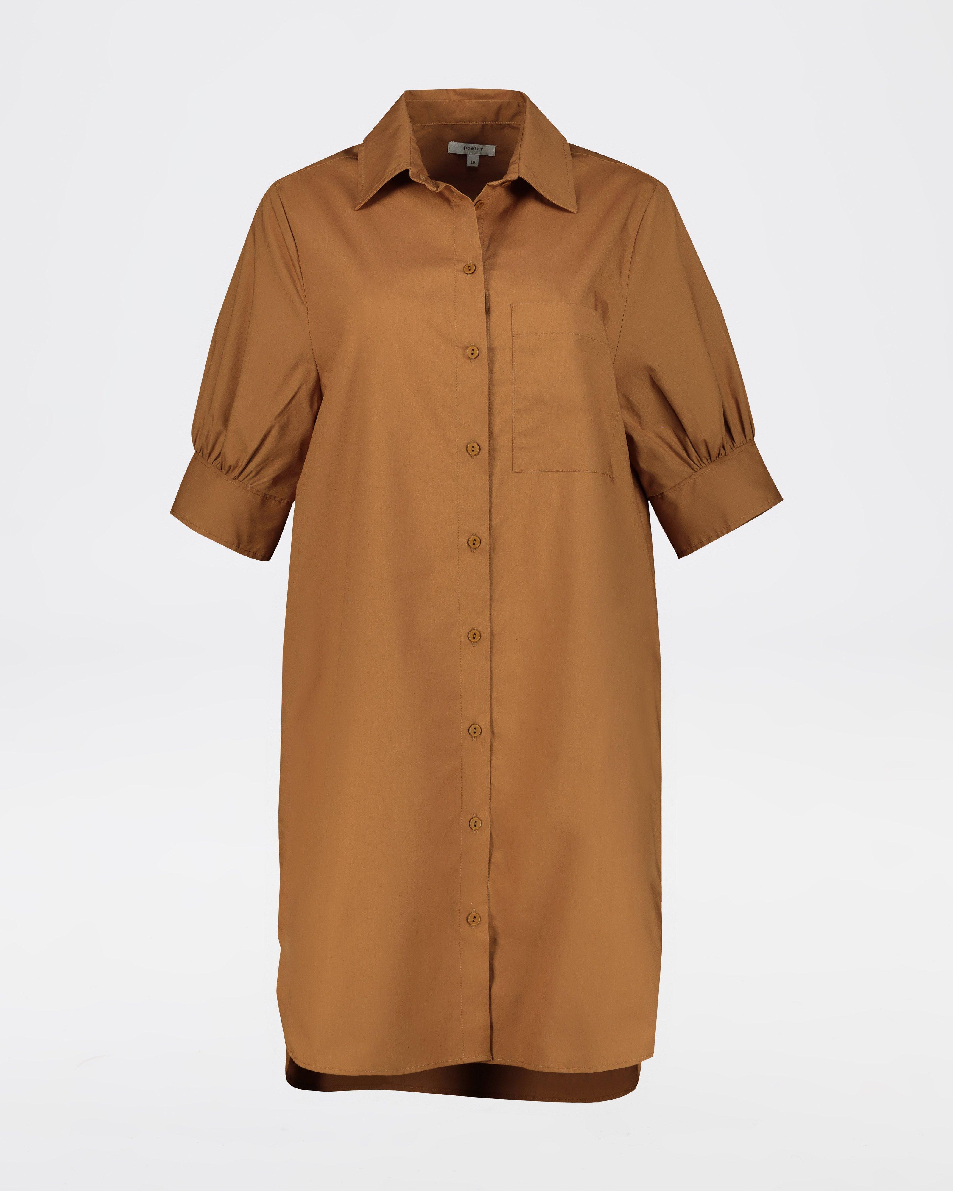 Opal Shirt Dress -  Brown