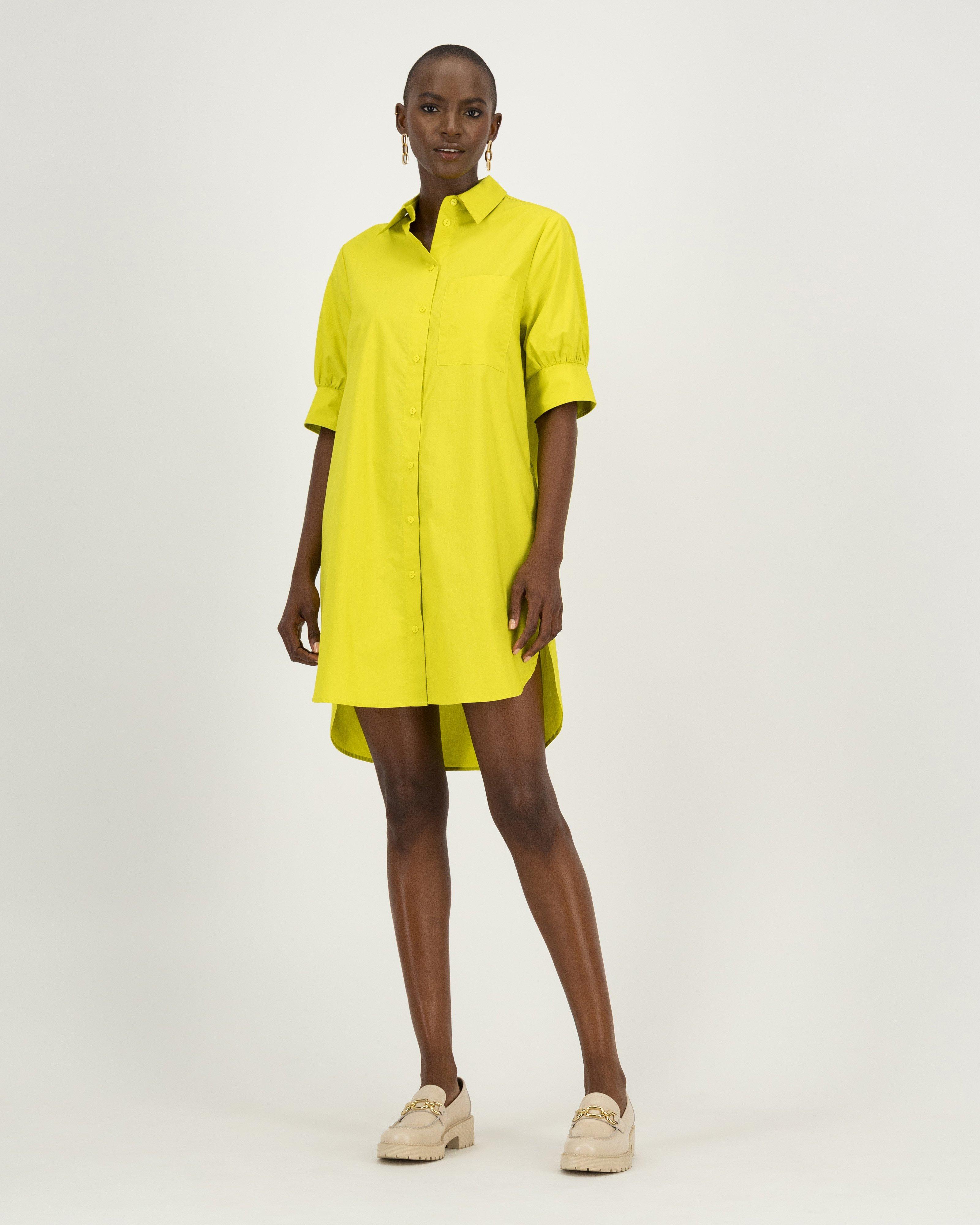 Yellow dress with store buttons