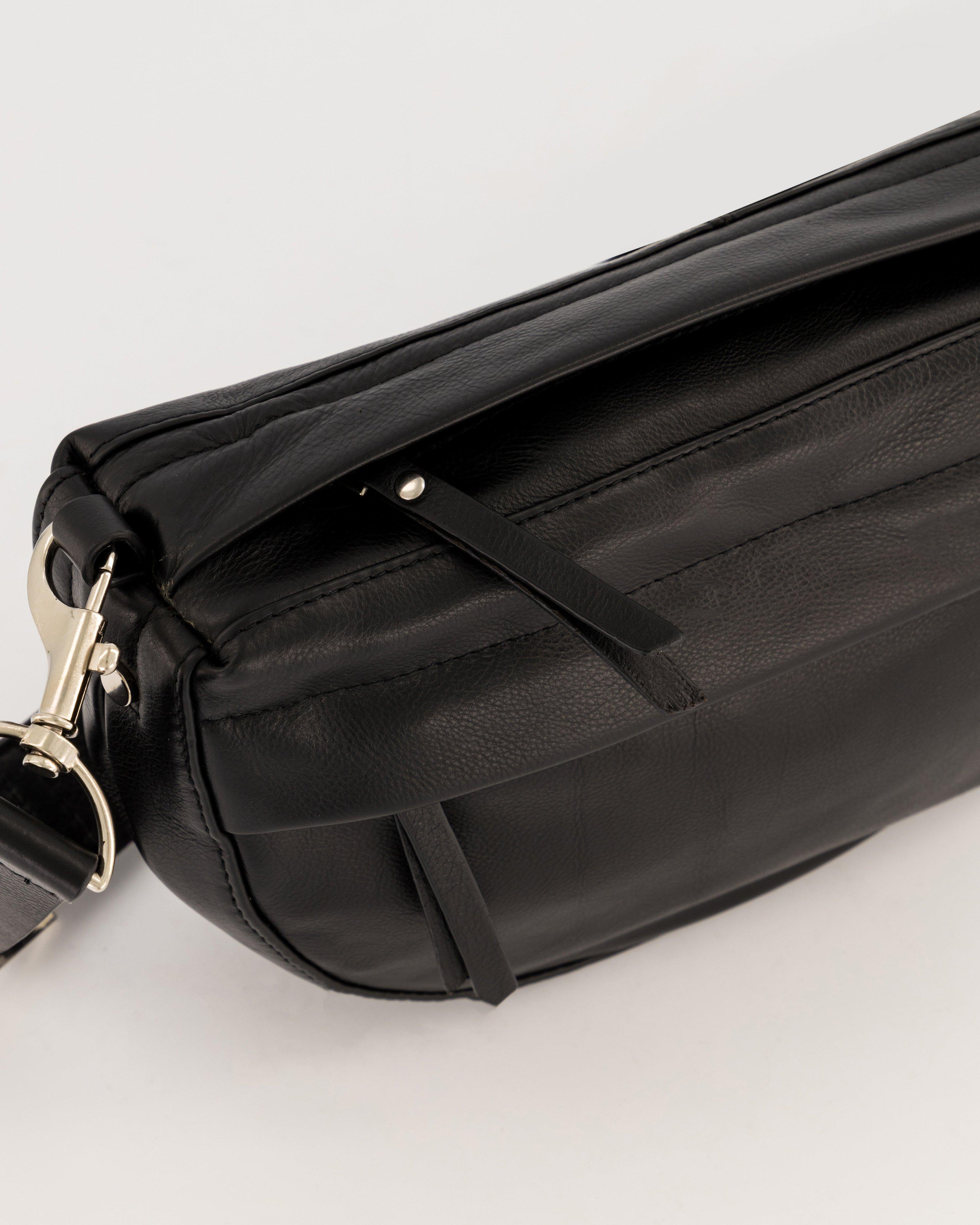 Macie Halfmoon Leather Crossbody Bag -  Black