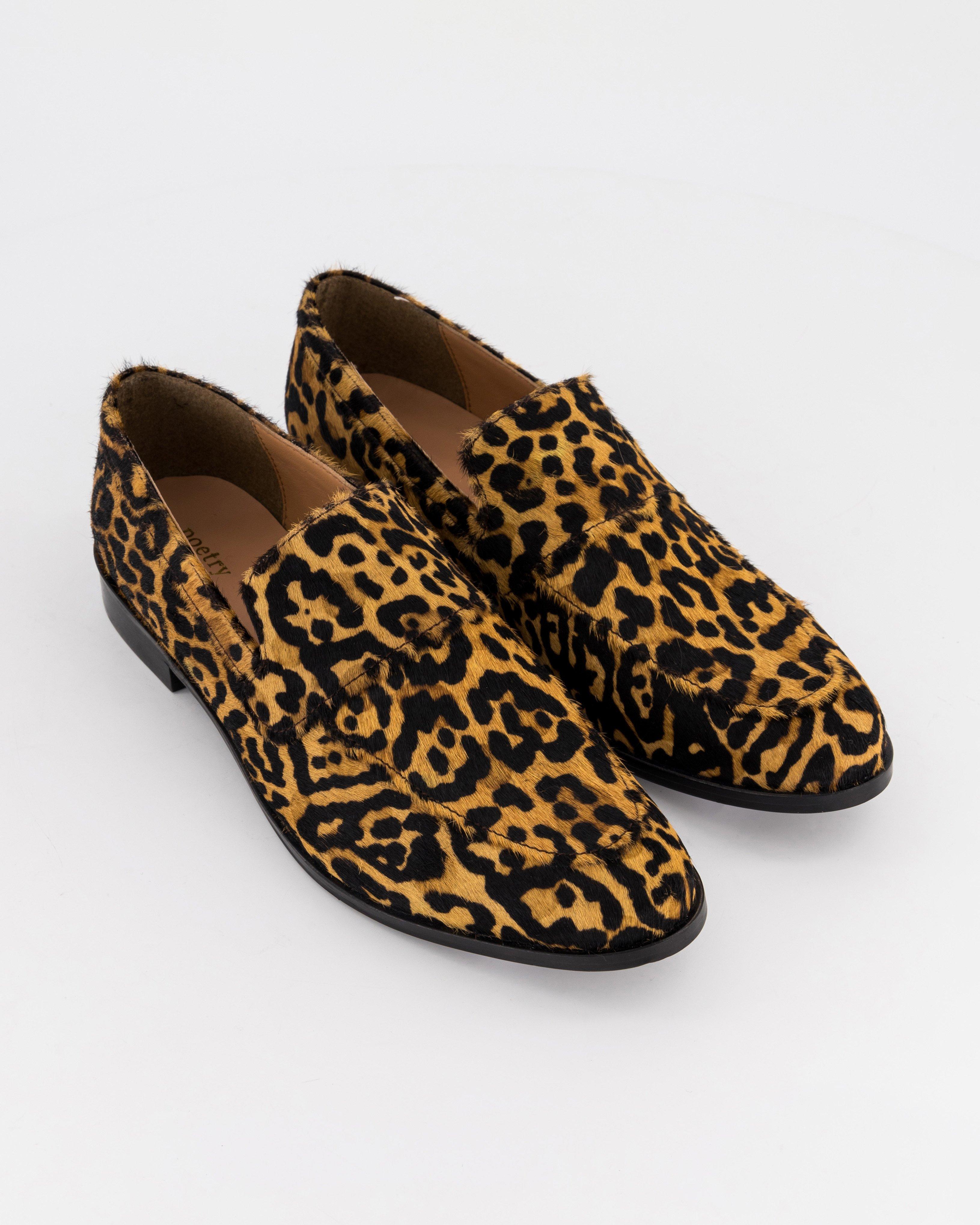 Rene Leopard Print Loafers -  Brown