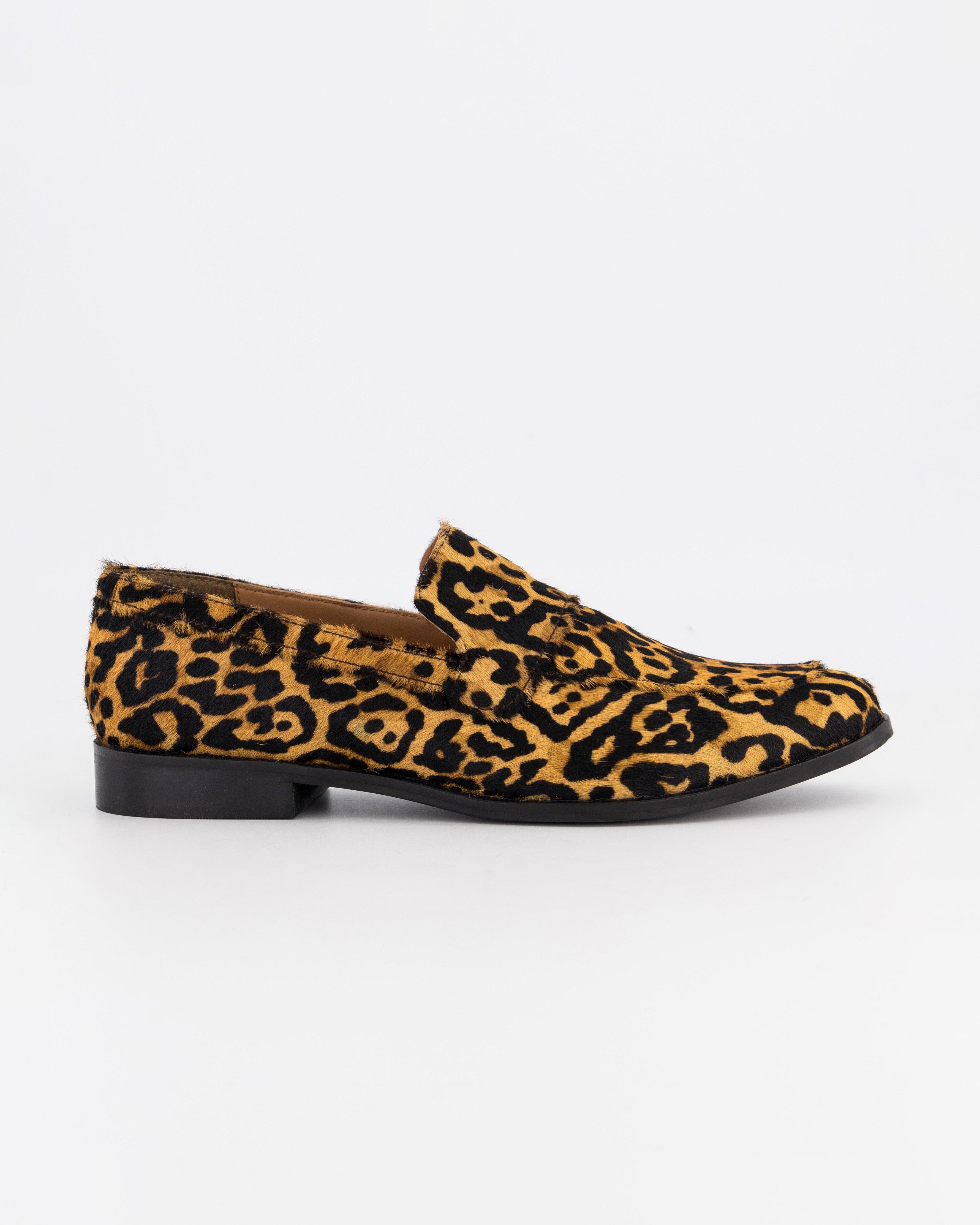 Rene Leopard Print Loafers -  Brown