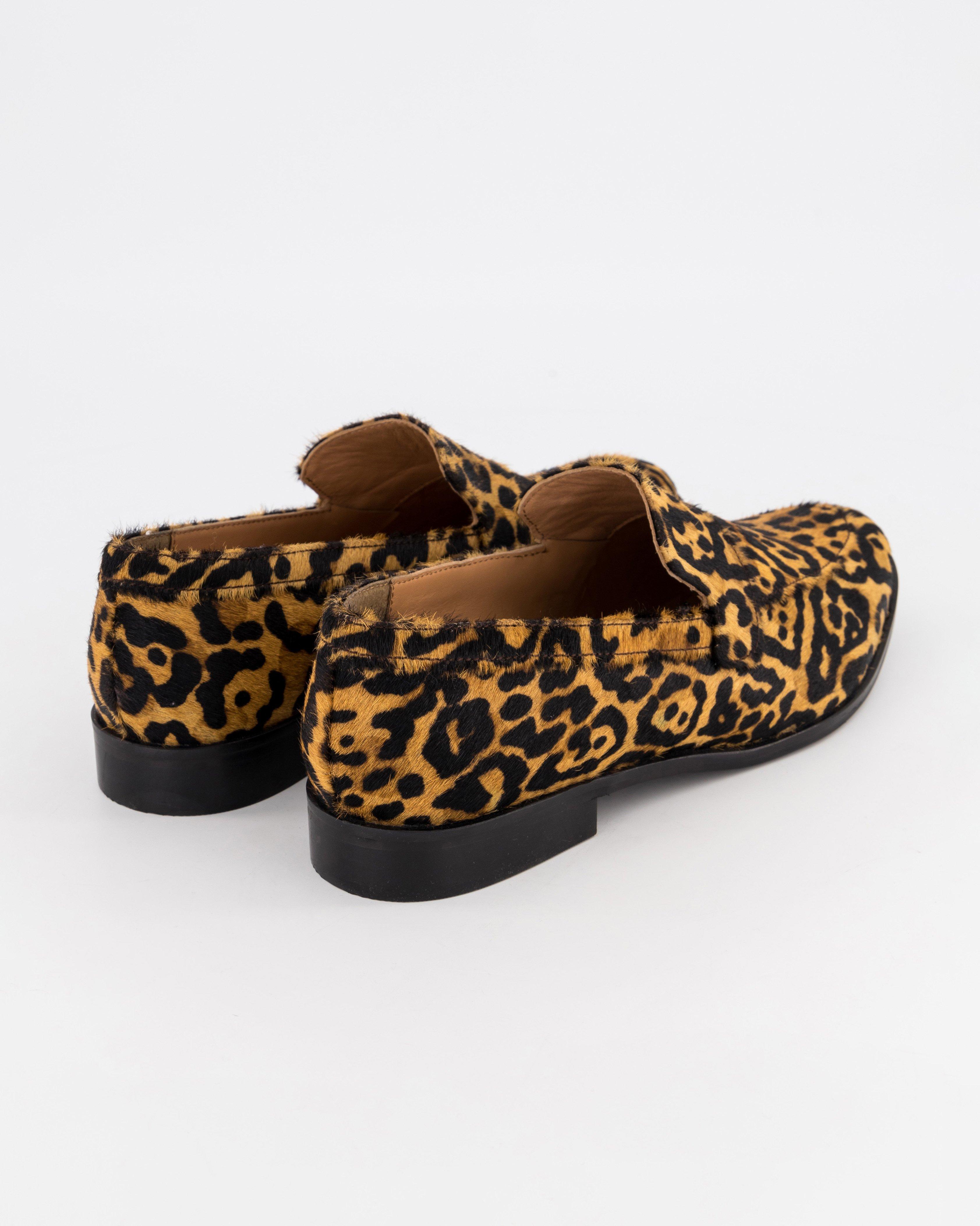 Rene Leopard Print Loafers -  Brown