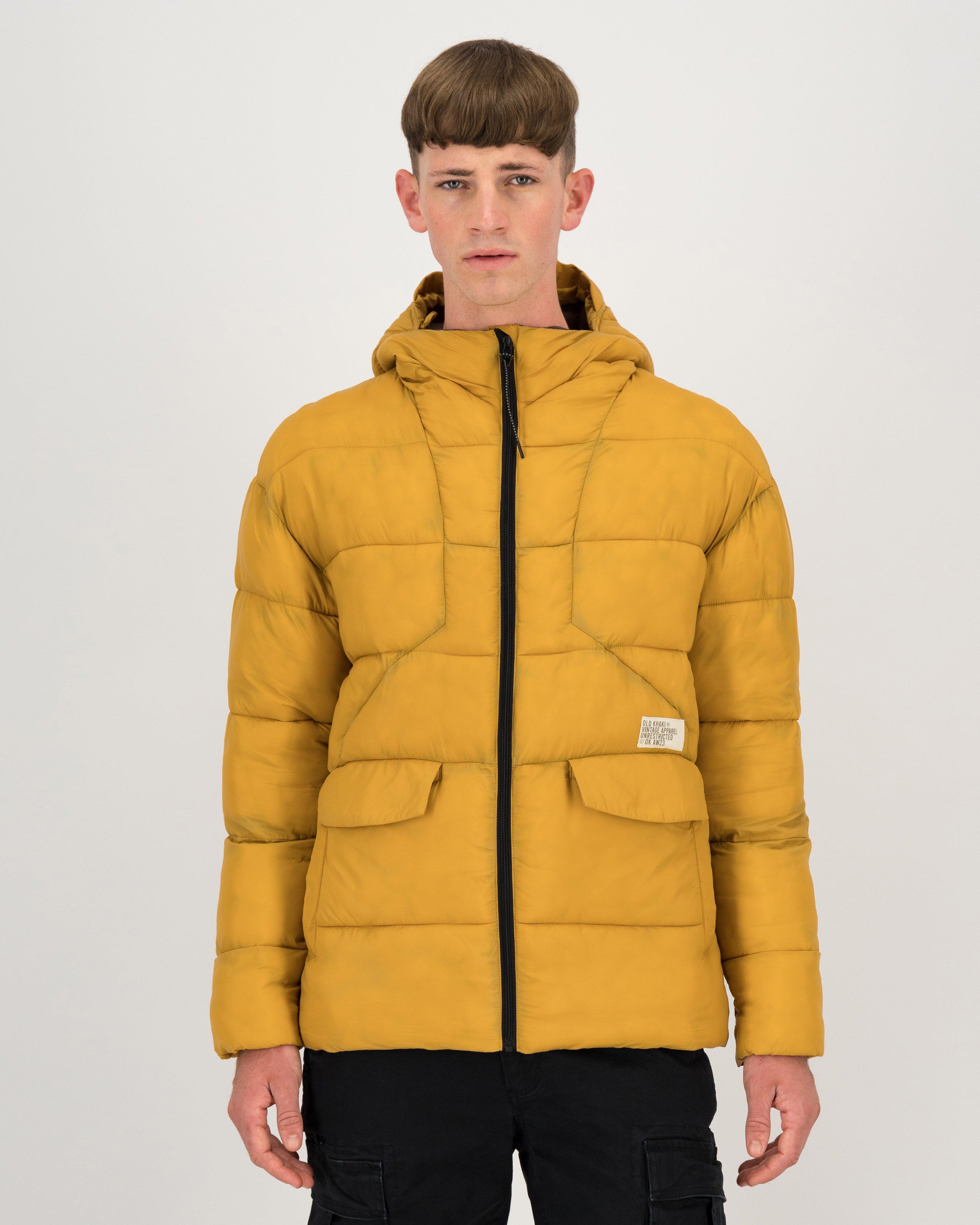 Khaki puffer hot sale coat mens