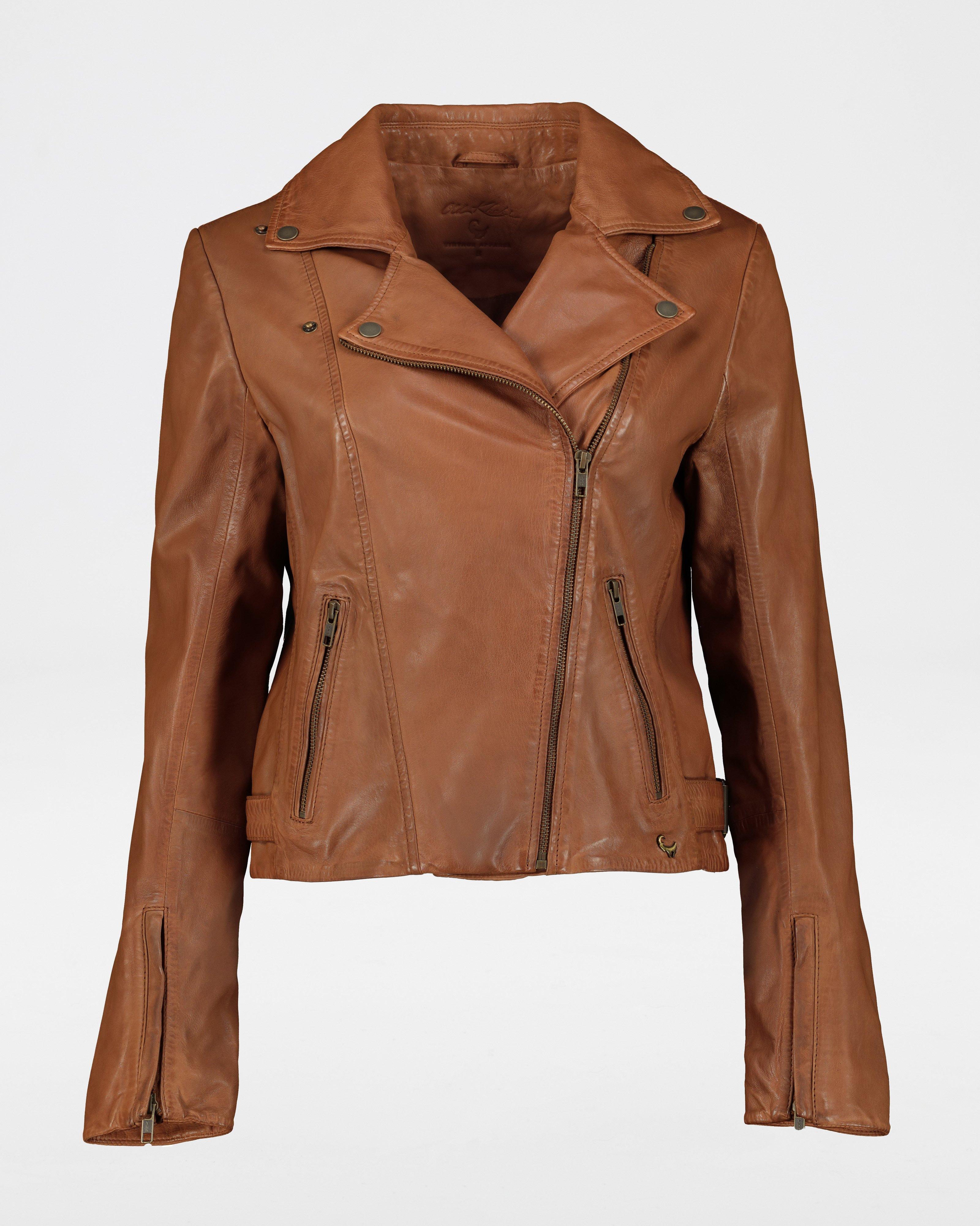 Women's Tyra Leather Biker Jacket -  Tan