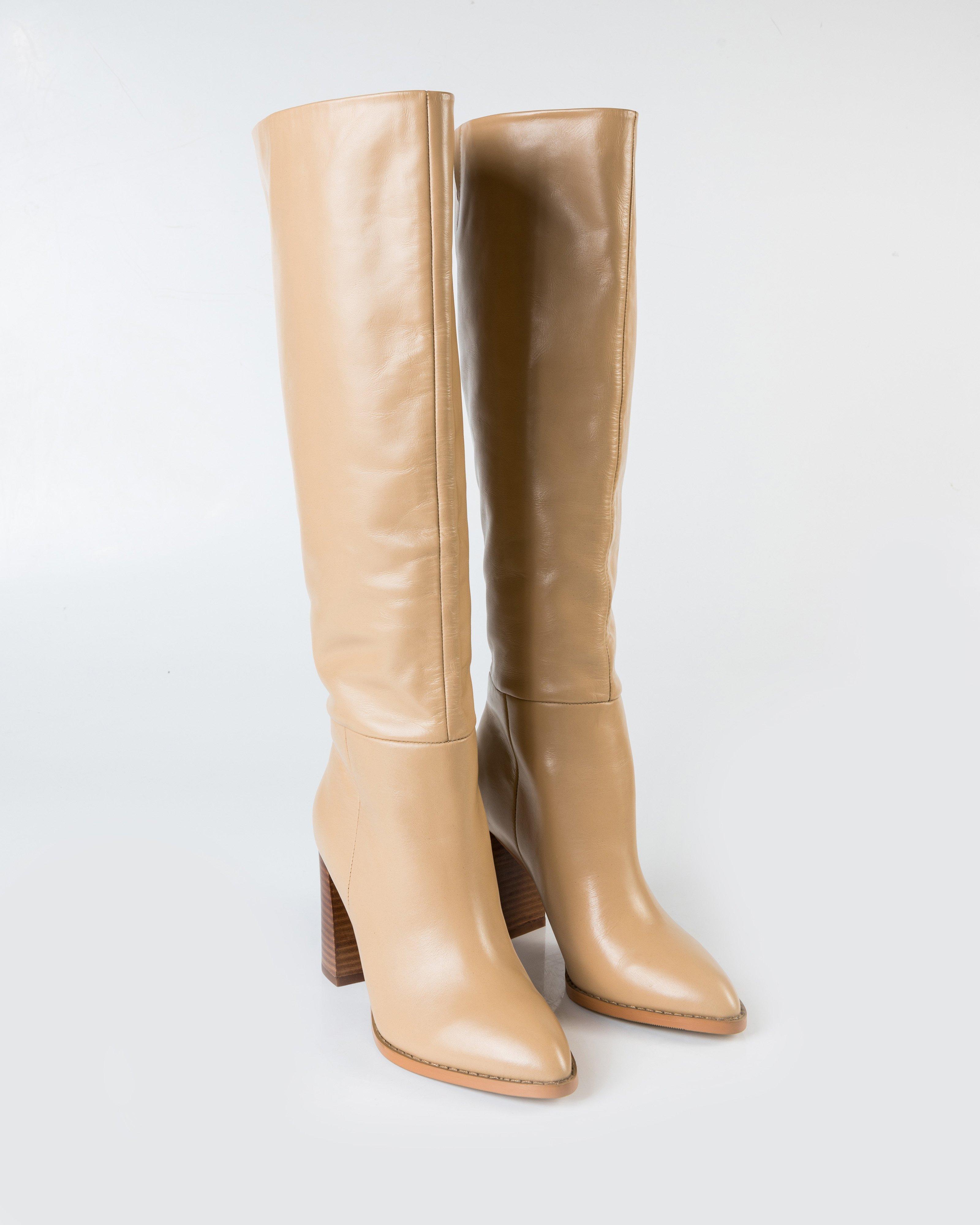 Beige knee high boots uk best sale