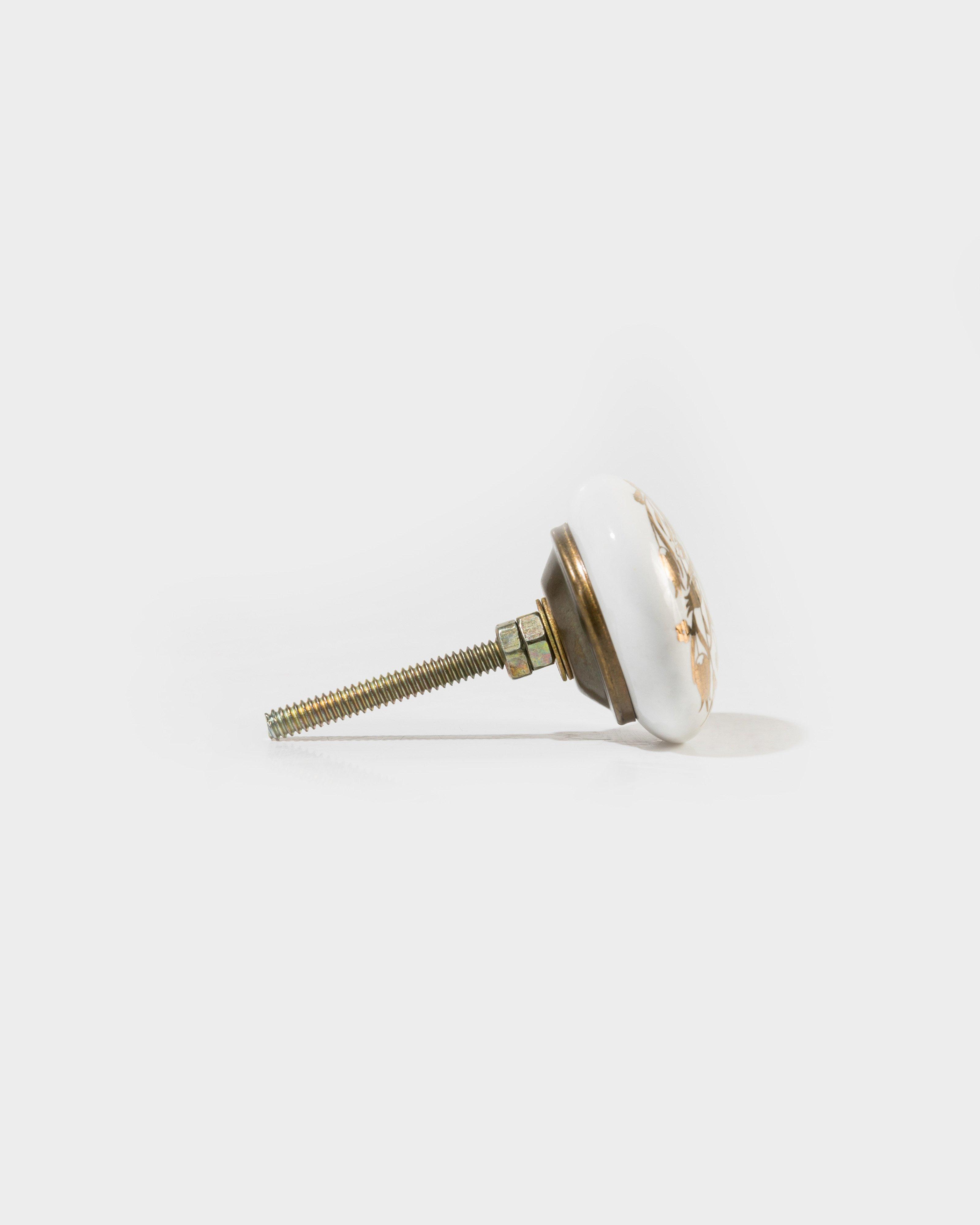 Gold Floral Ceramic Knob -  Gold
