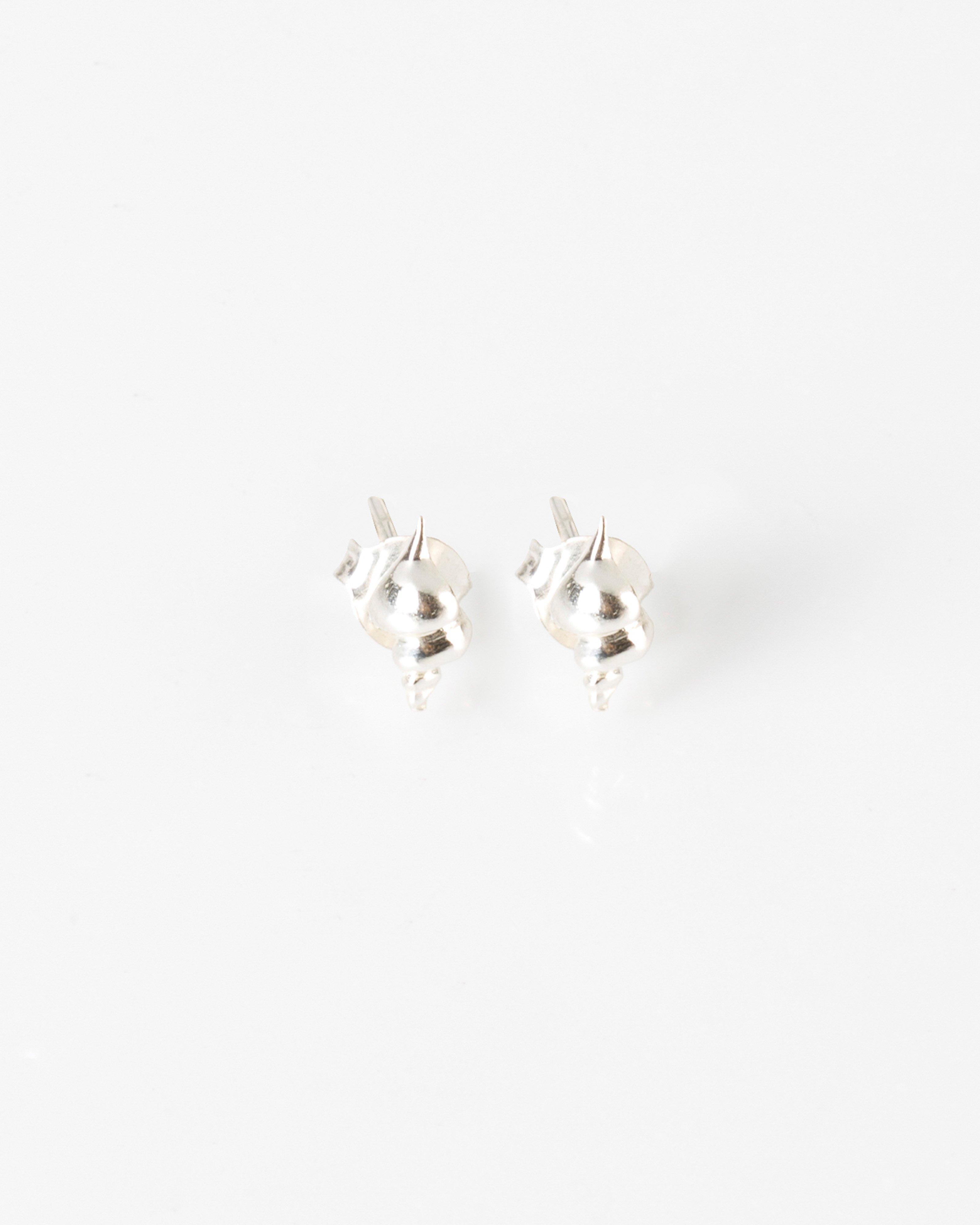 Black Betty Large Tulip Shell Stud Earrings -  Silver