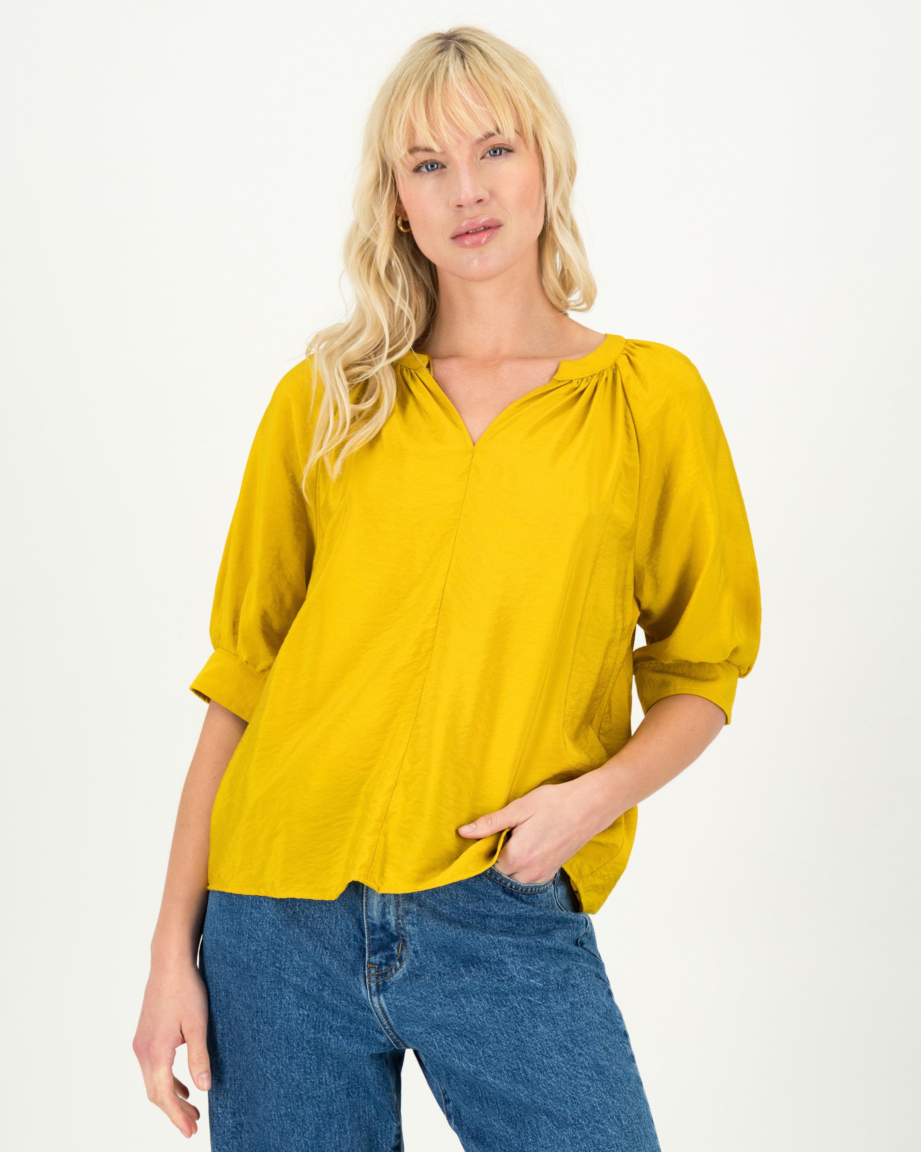 Carey Popover Blouse -  Yellow