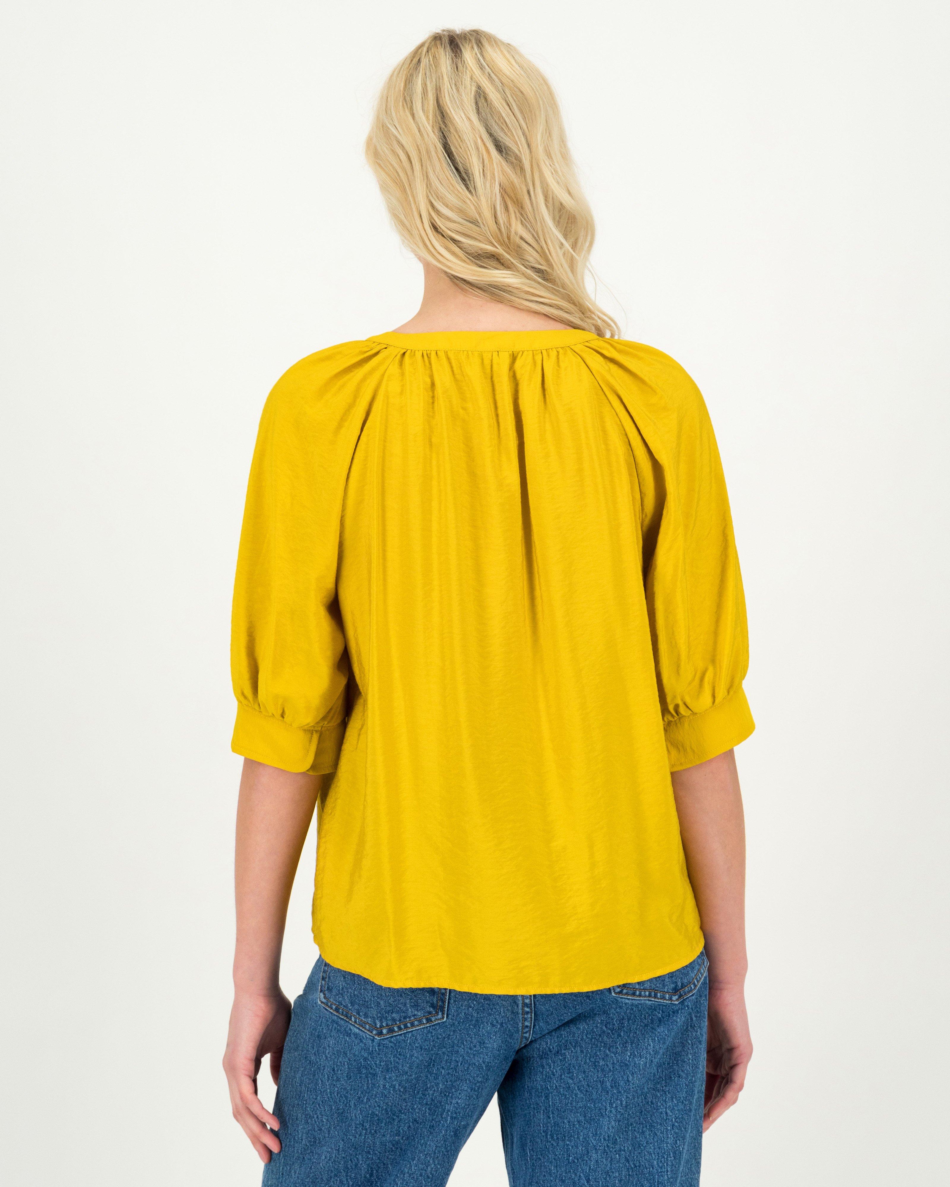 Carey Popover Blouse -  Yellow