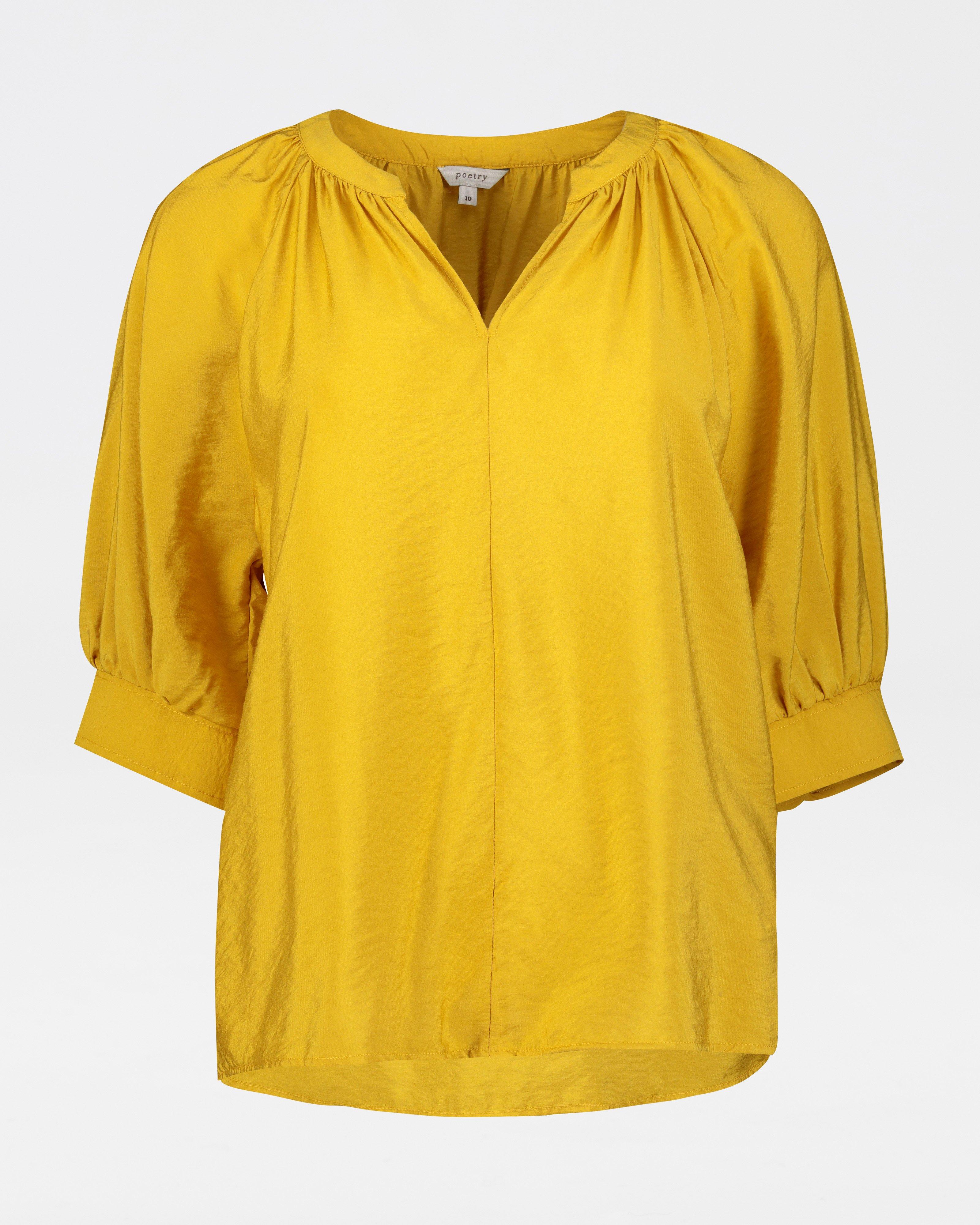 Carey Popover Blouse -  Yellow