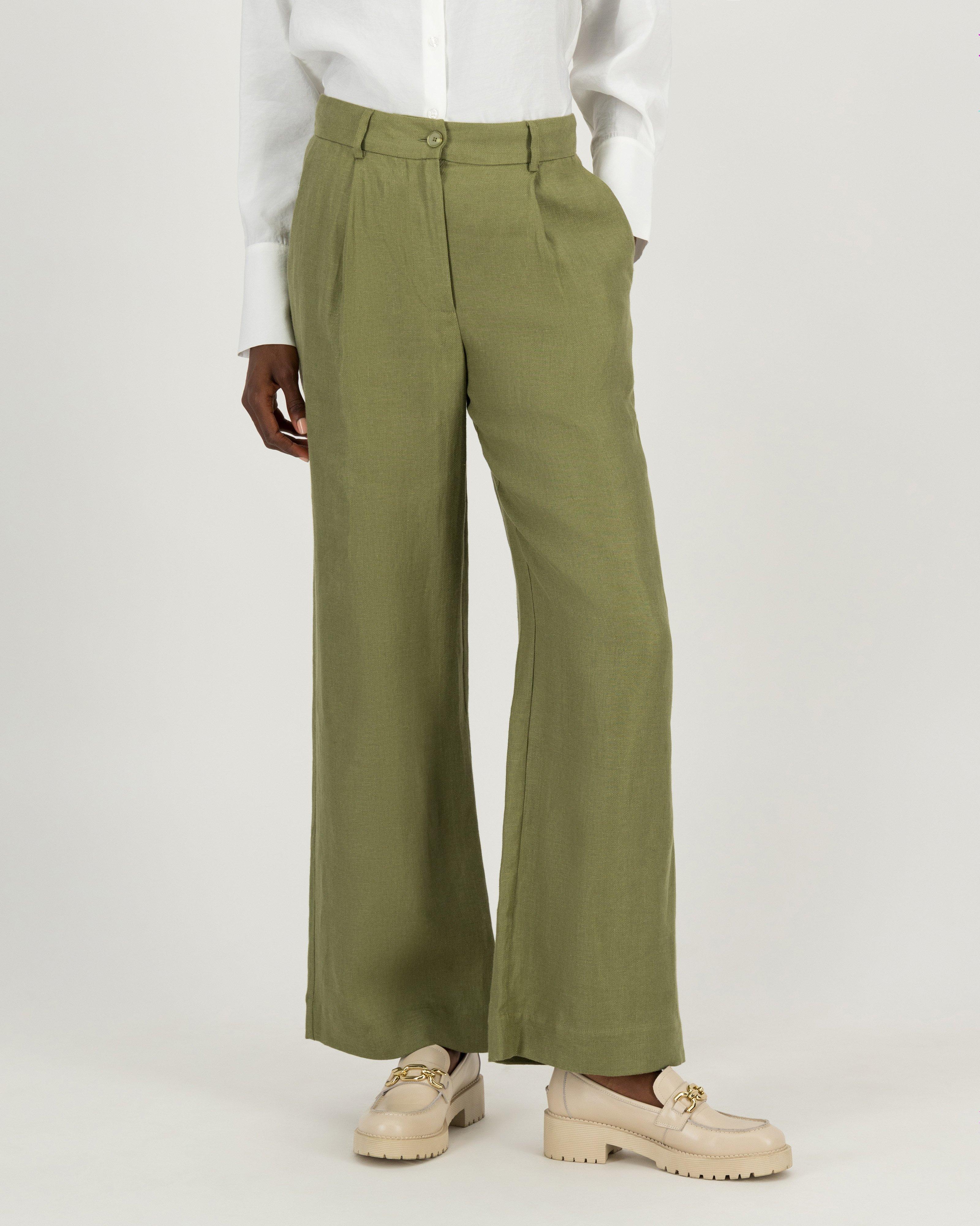 Georgia Linen Pants -  Green