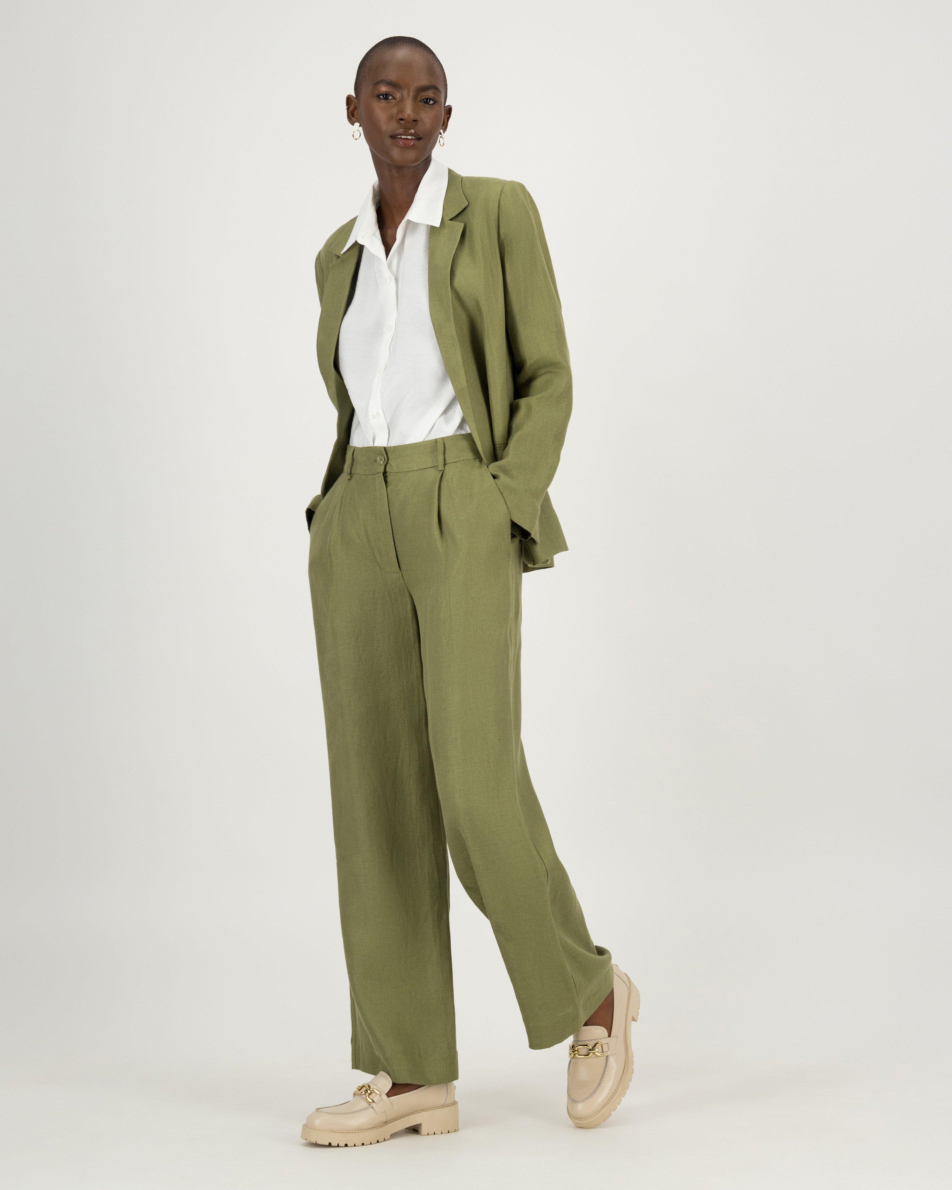 Georgia Linen Pants -  Green