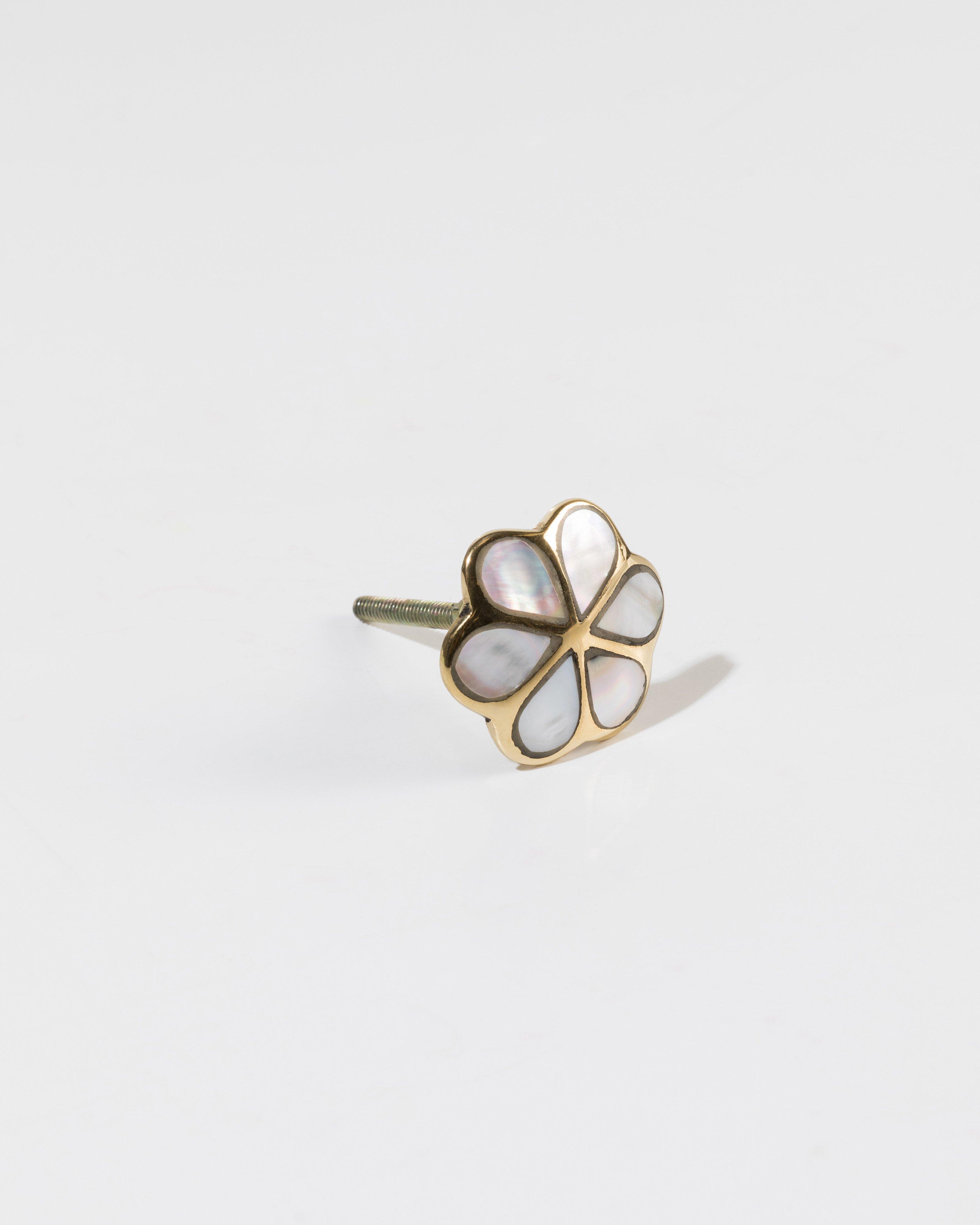 Mother of Pearl Flower Knob -  White