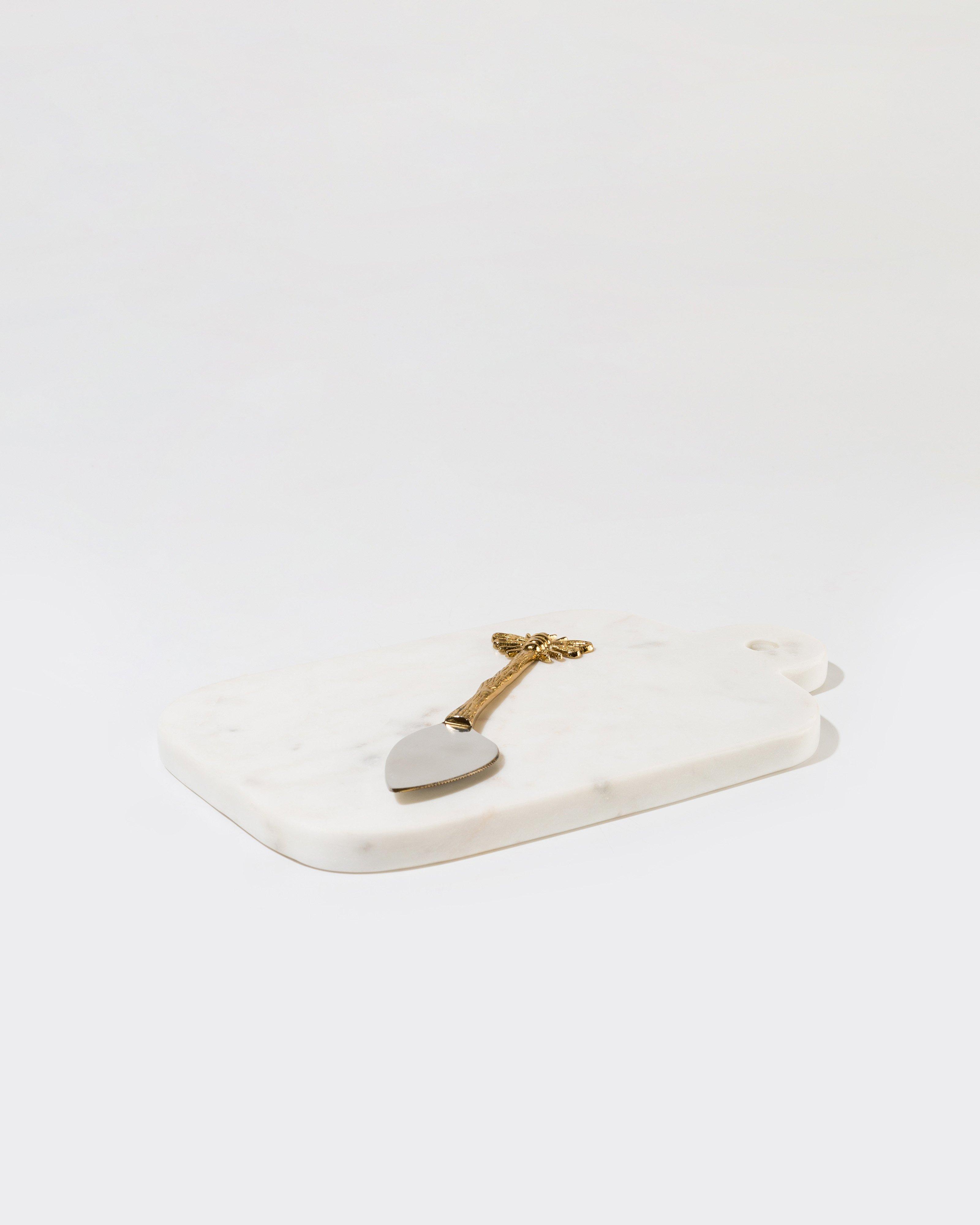 Marble Board & Bee Knife -  White