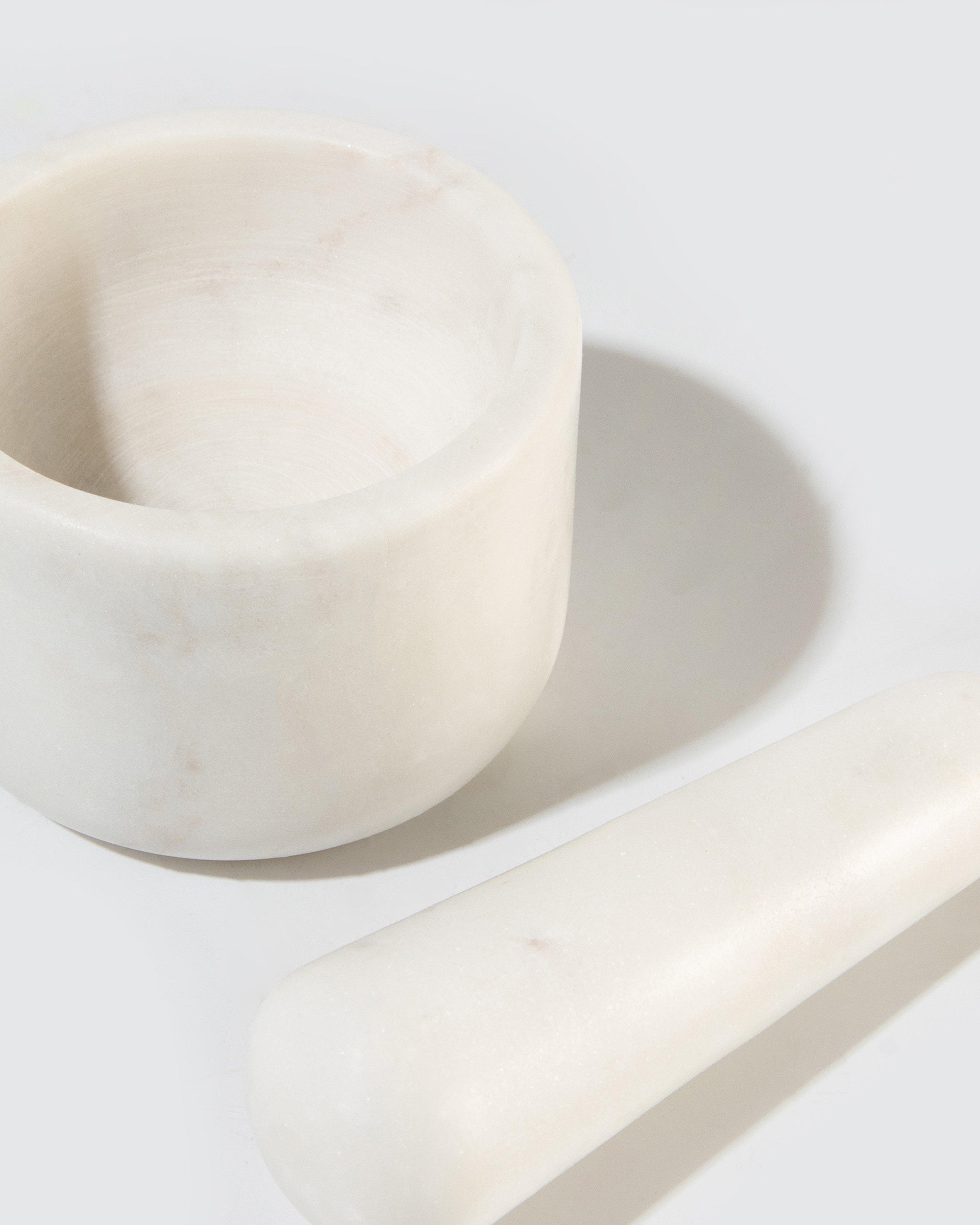 Small Marble Pestle & Mortar Set -  White