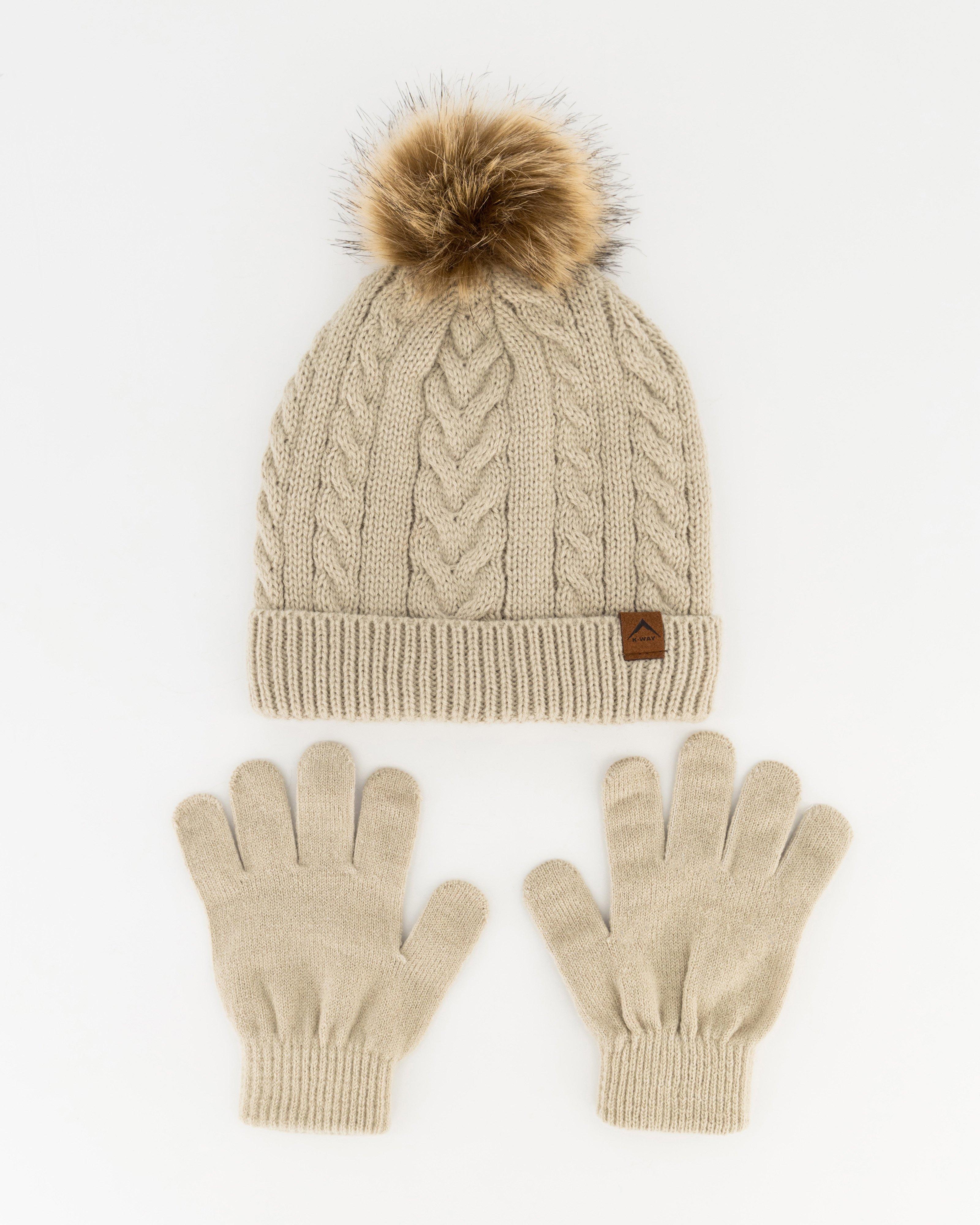 K-Way Kids Beanie and Glove Set -  Stone