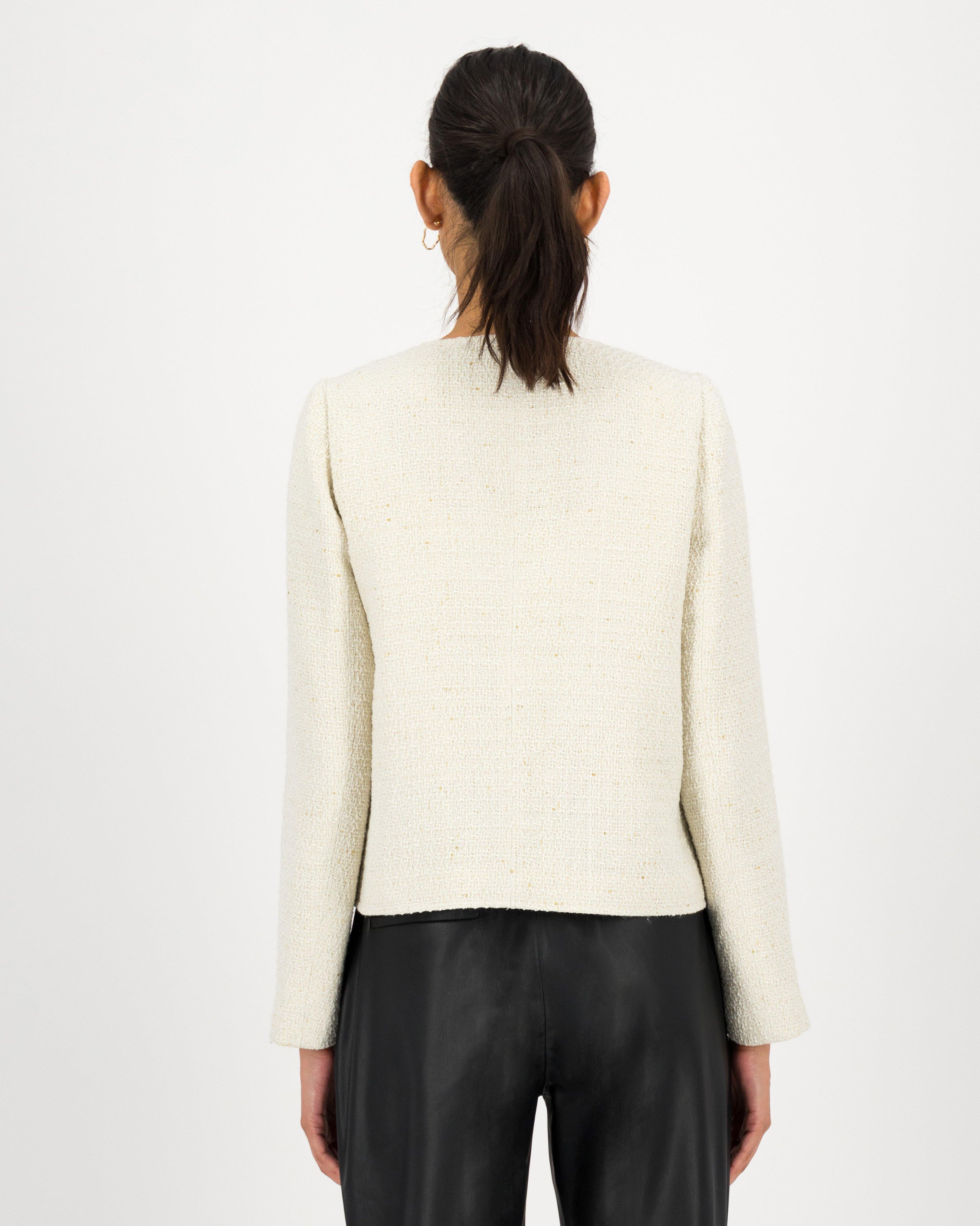 Cropped boucle outlet jacket