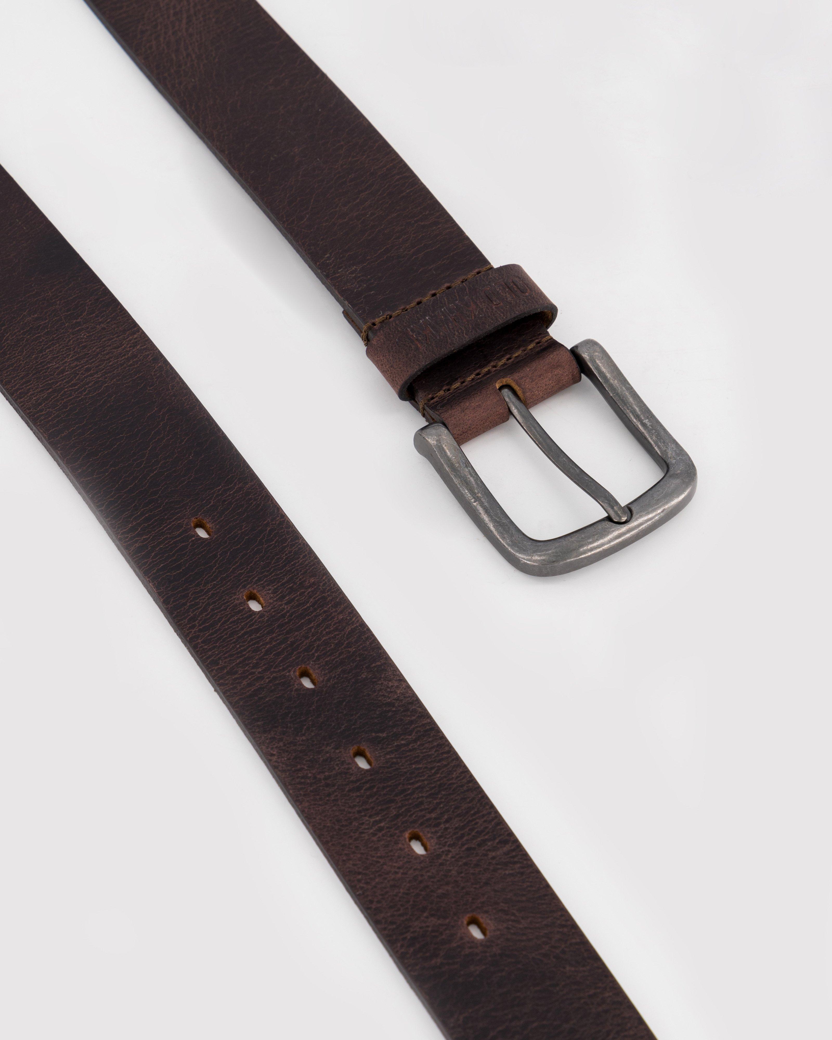 Men's Clement Crackled Leather Belt -  Brown