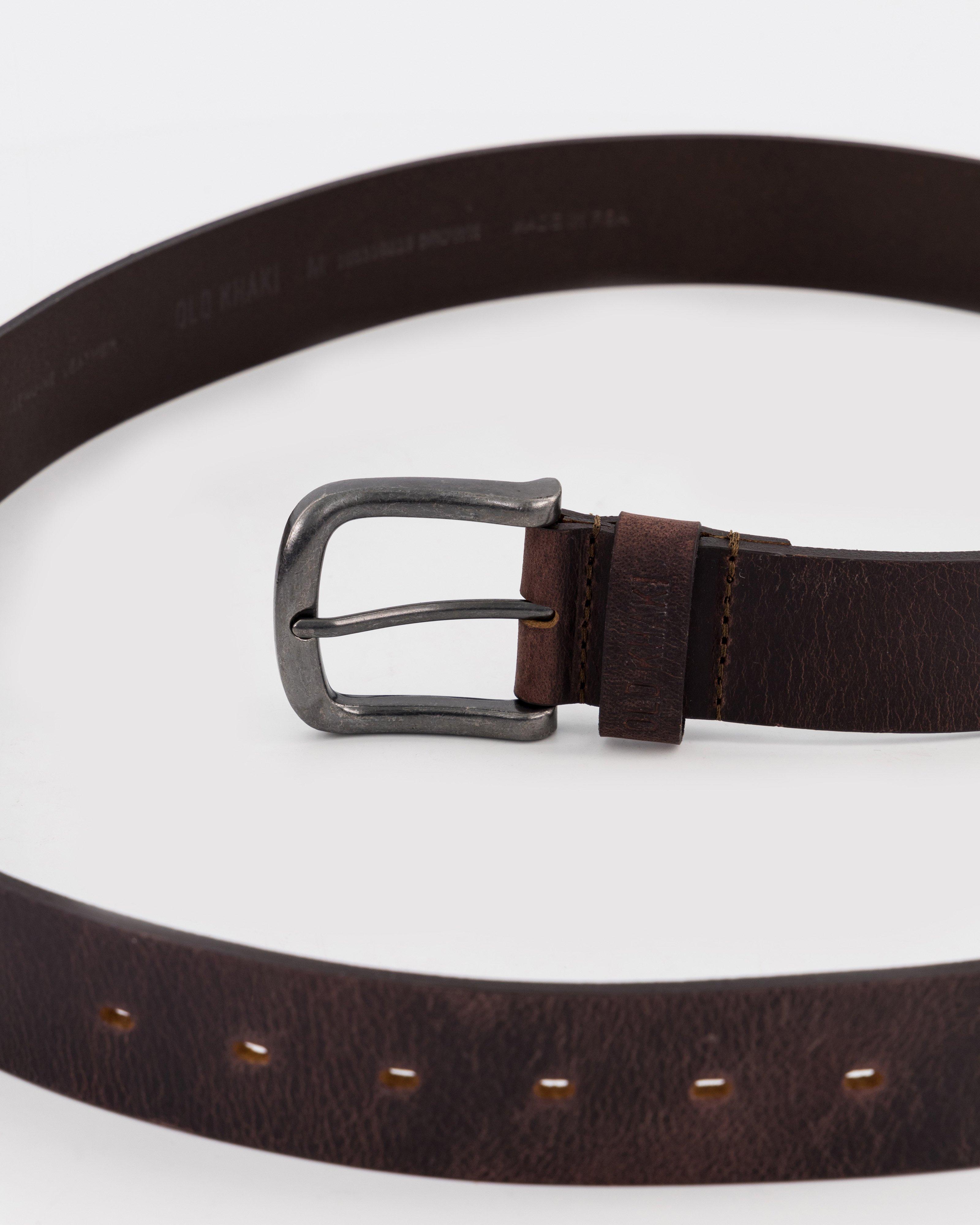 Men's Clement Crackled Leather Belt -  Brown