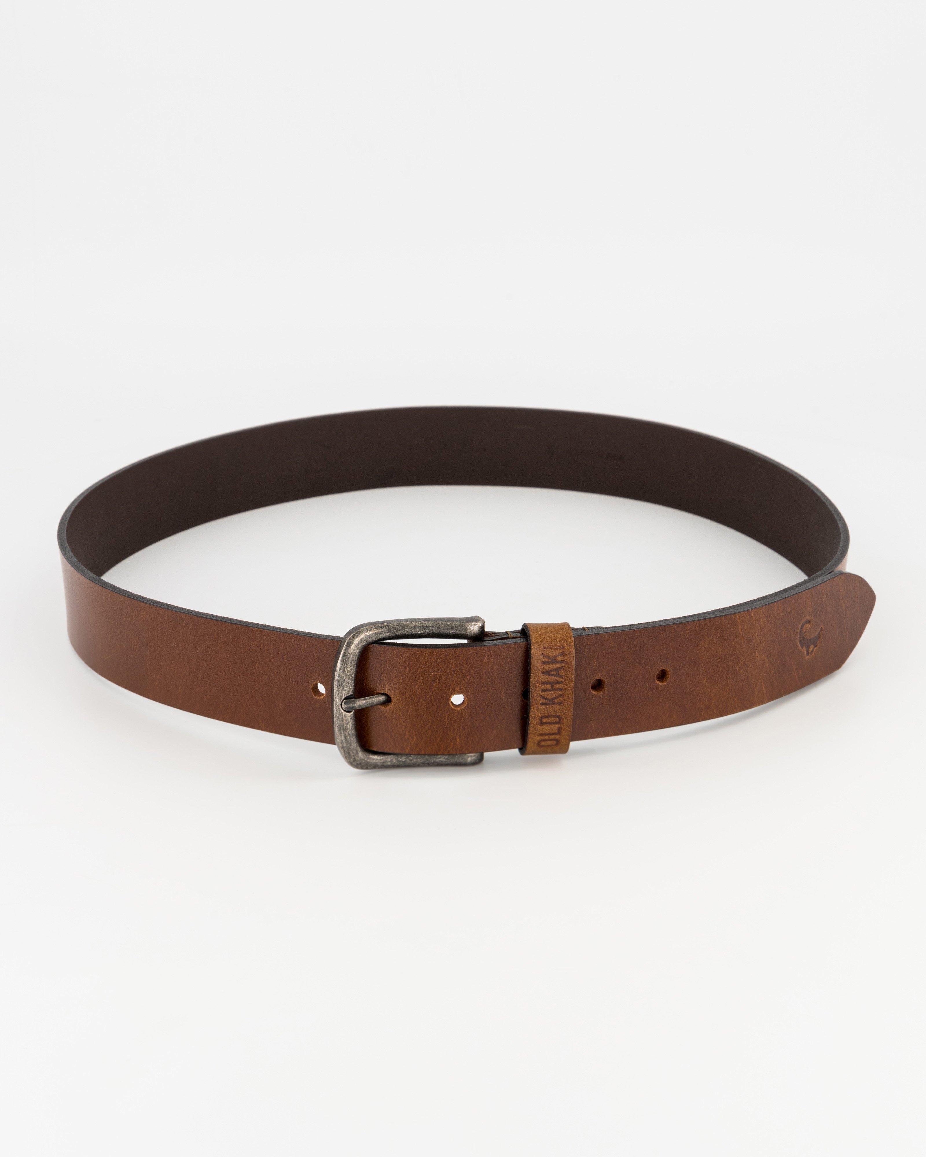 Men's Clement Crackled Leather Belt -  Tan