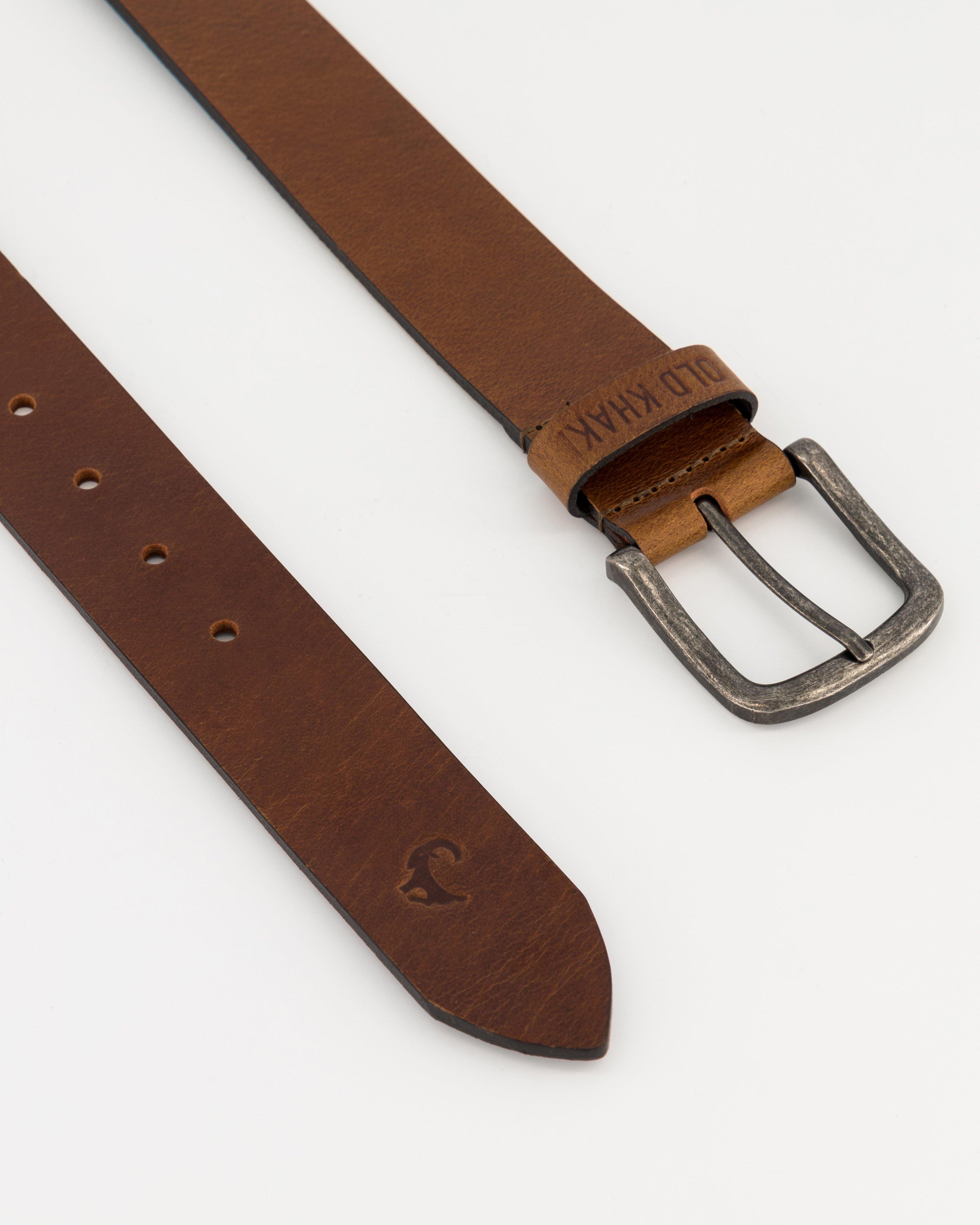 Men's Clement Crackled Leather Belt -  Tan