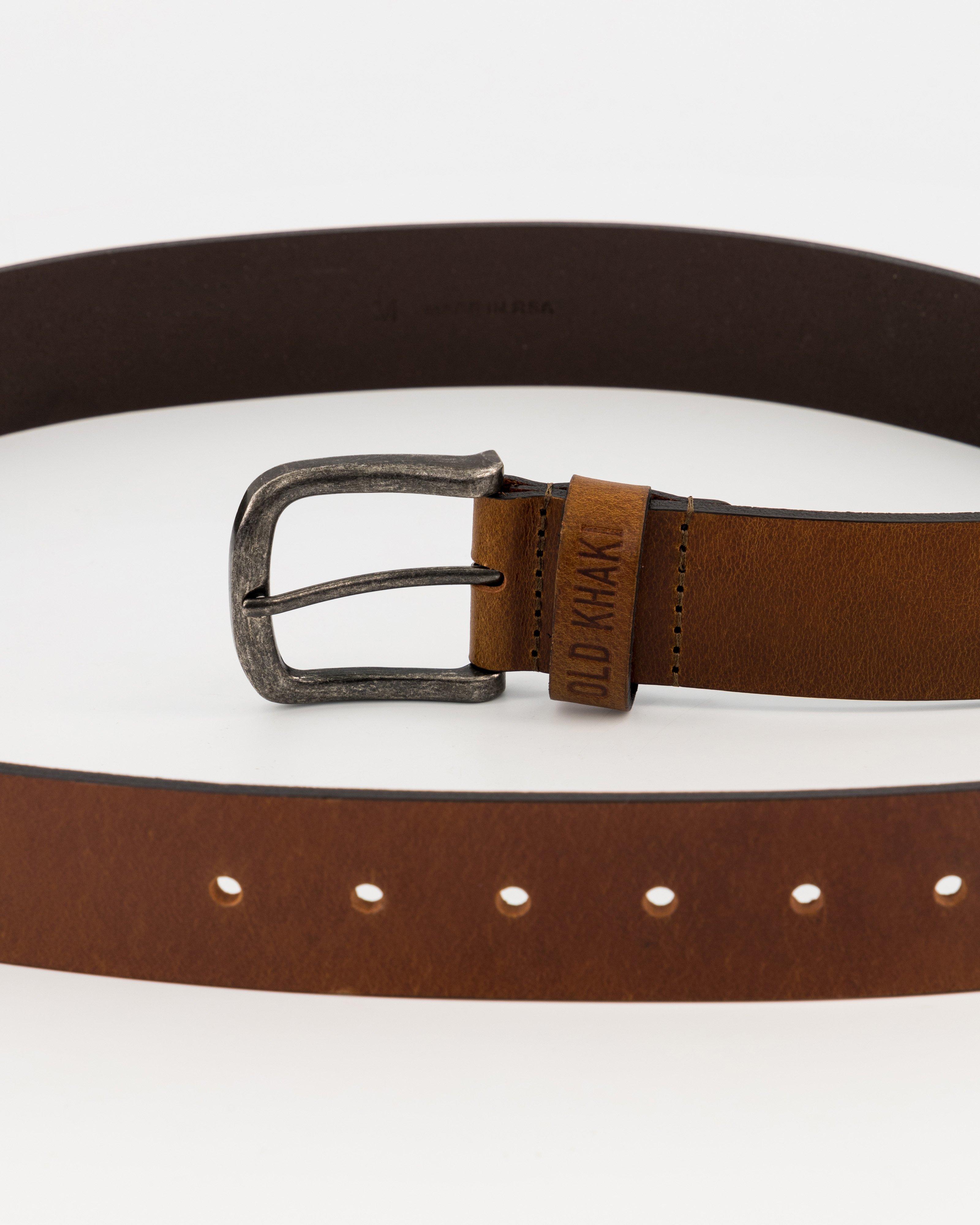 Men's Clement Crackled Leather Belt -  Tan