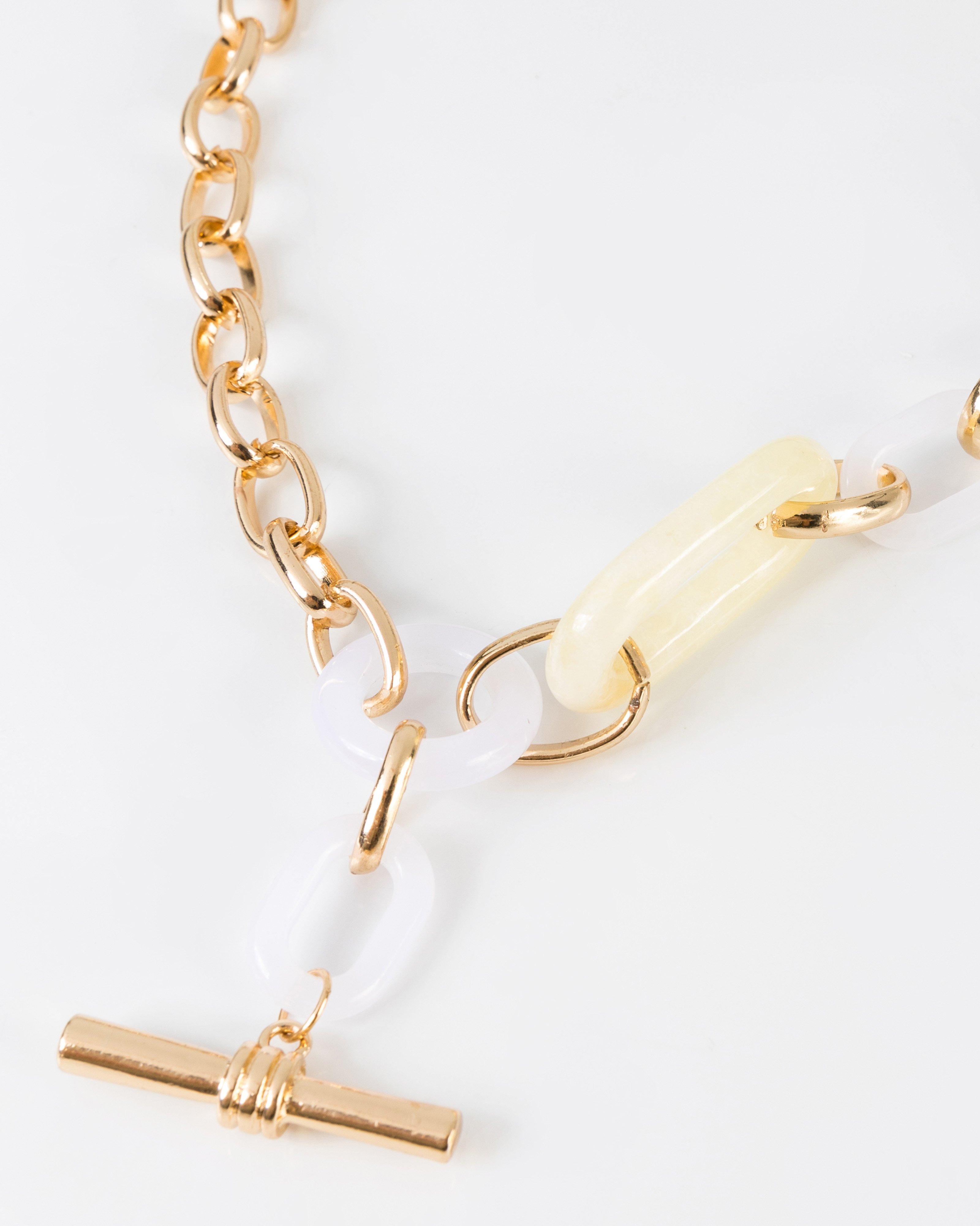 Resin Link & Chain Fob Necklace -  Milk