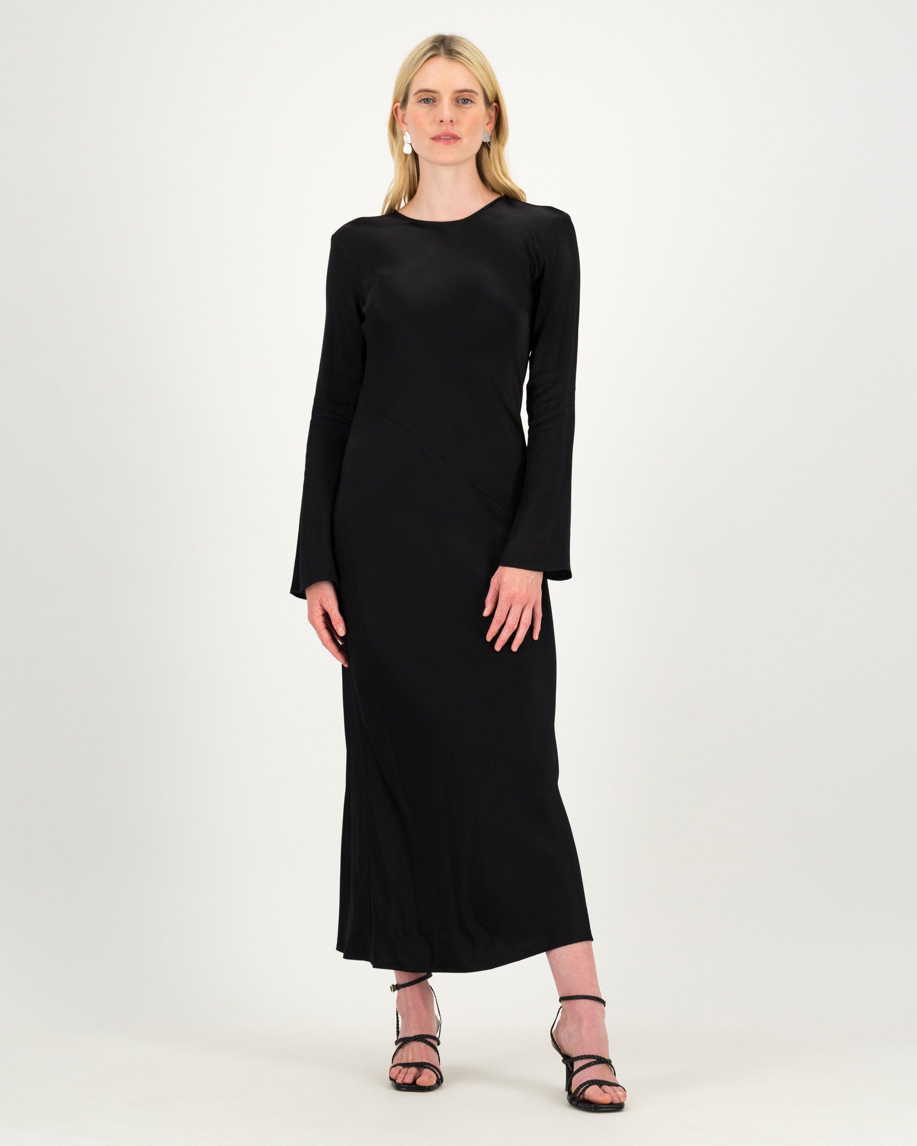 Jules Sateen Dress -  Black