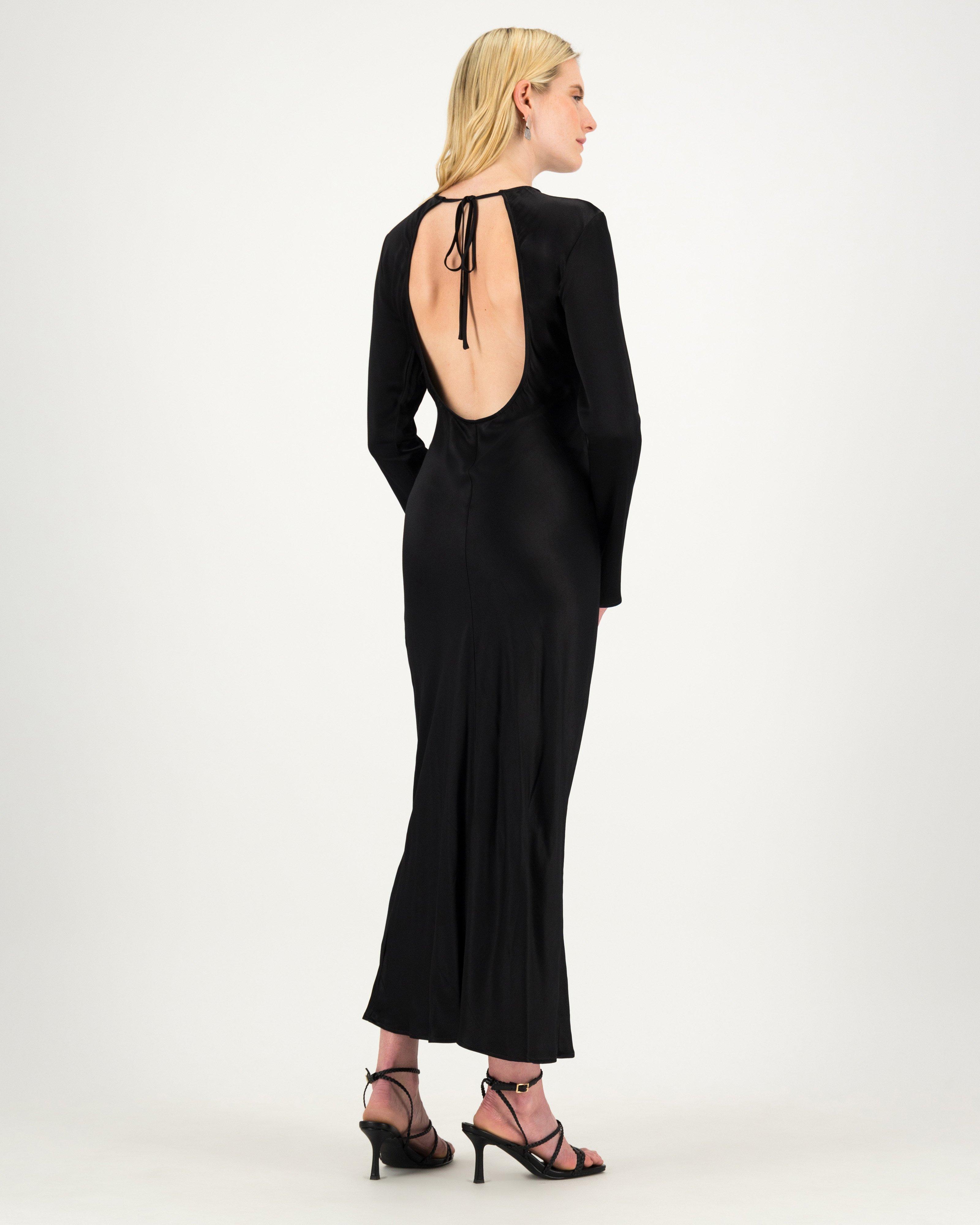 Jules Sateen Dress -  Black