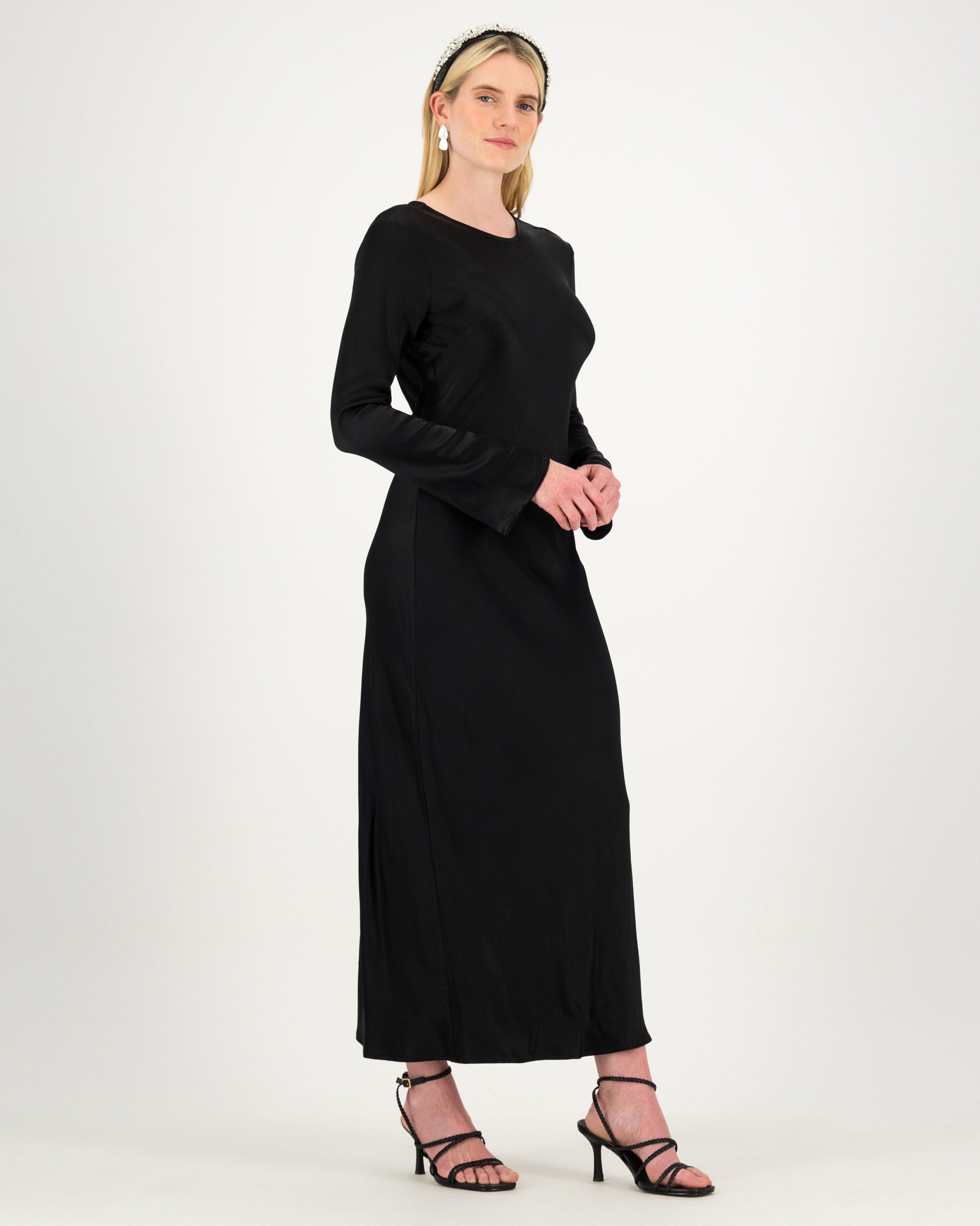 Jules Sateen Dress -  Black