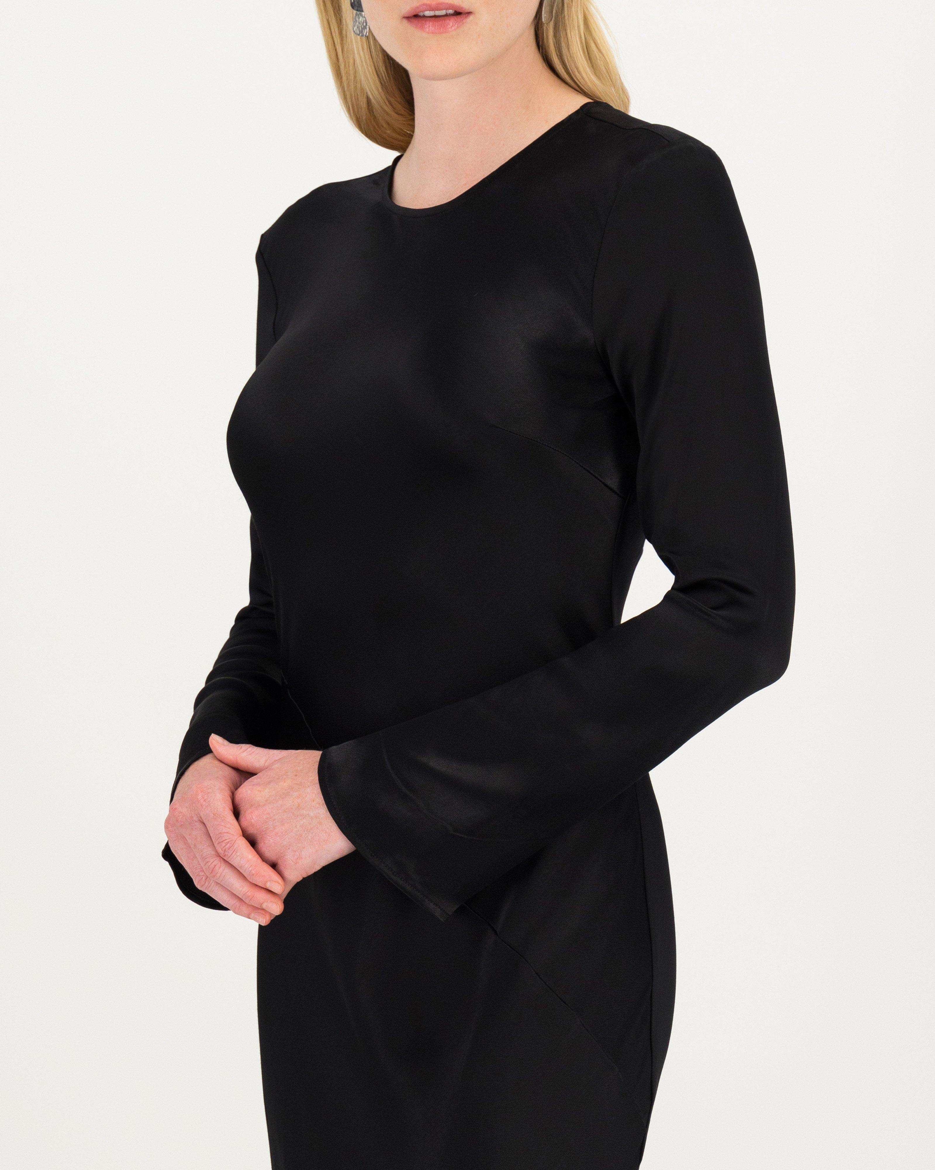 Jules Sateen Dress -  Black