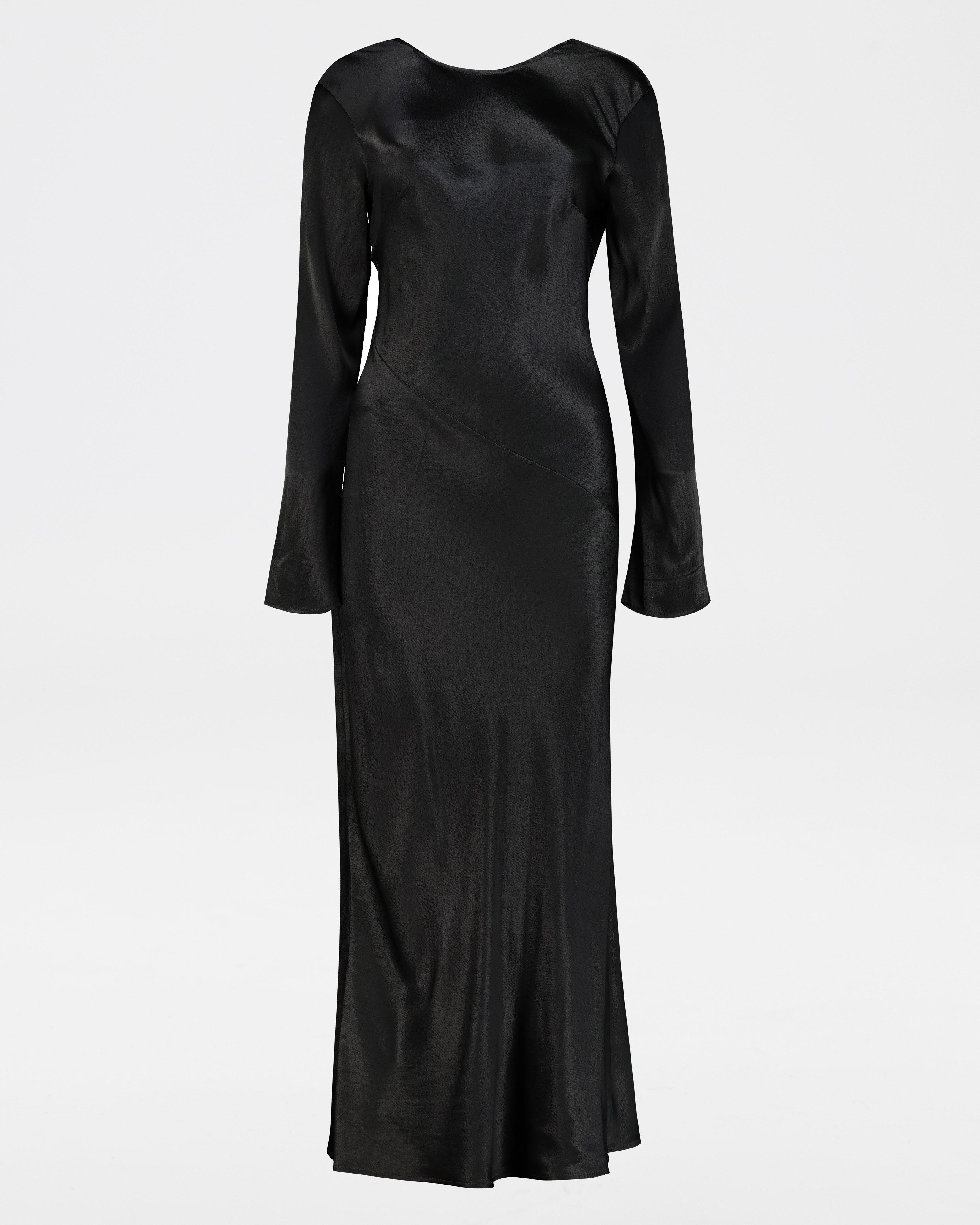 Jules Sateen Dress -  Black