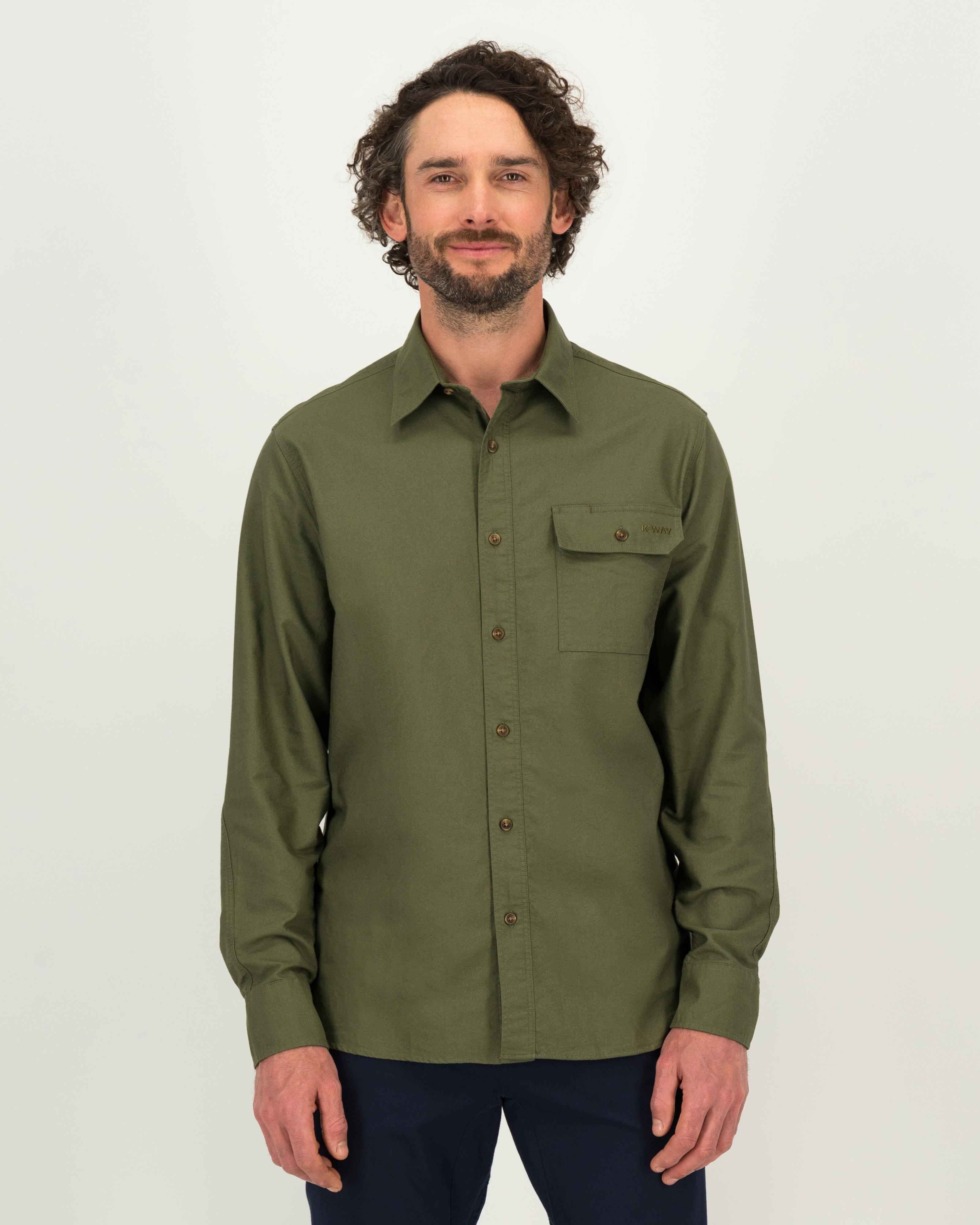 K-Way Elements Men's Casual Work Shirt -  Dark Green/Dark Olive
