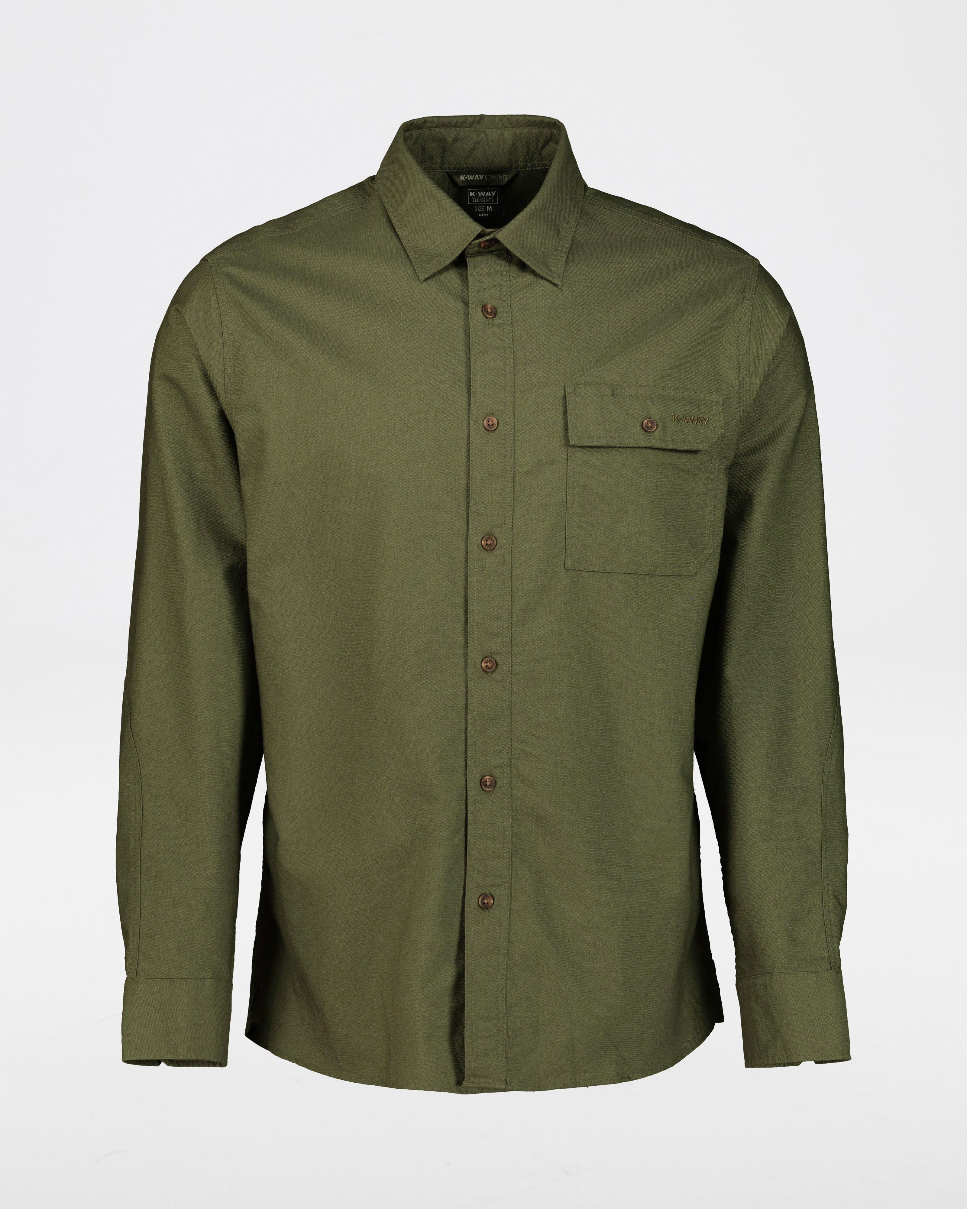 K-Way Elements Men's Casual Work Shirt -  Dark Green/Dark Olive