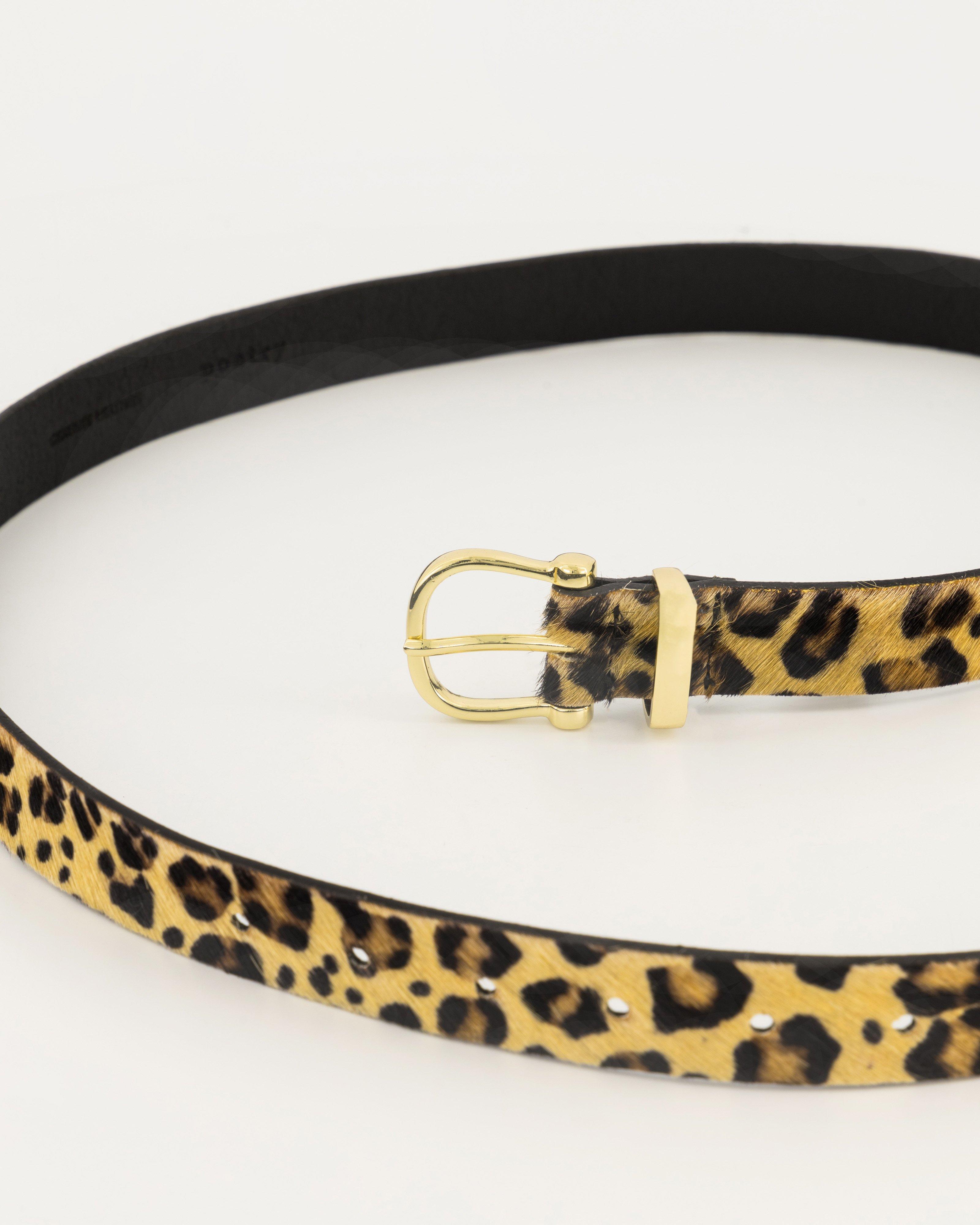 Abriana Animal Print Belt -  Brown