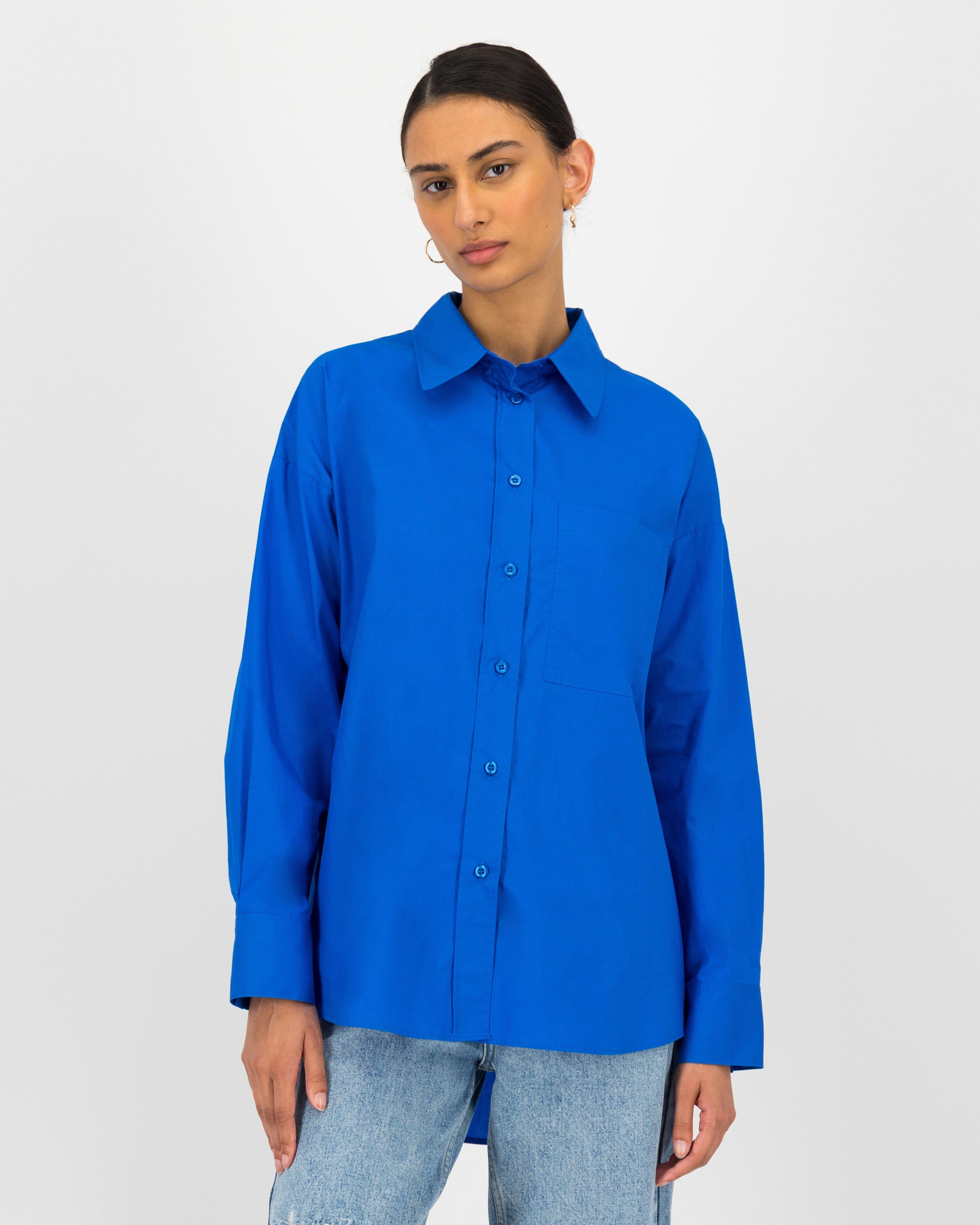 Becka Poplin Shirt -  Mid Blue