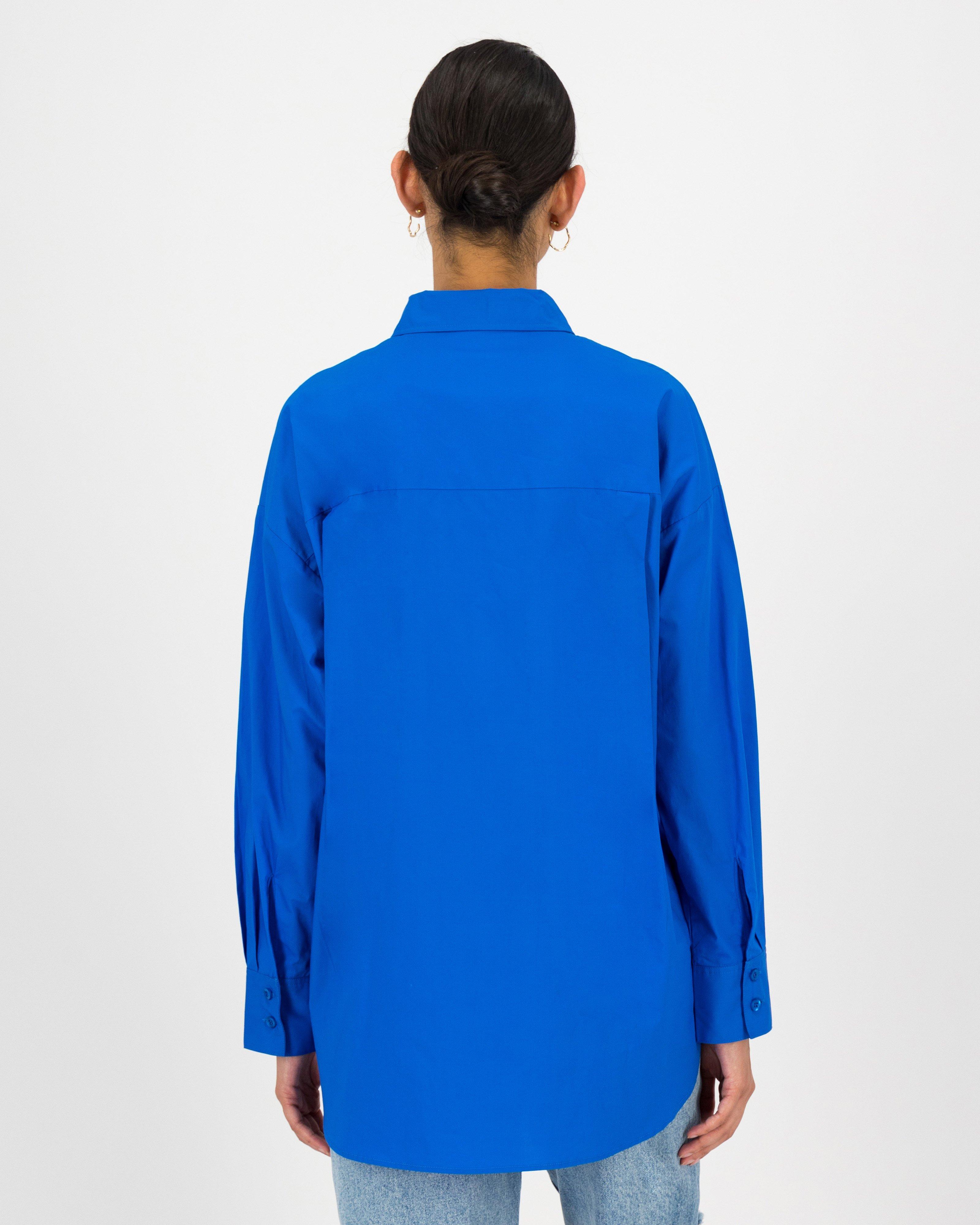 Becka Poplin Shirt -  Mid Blue