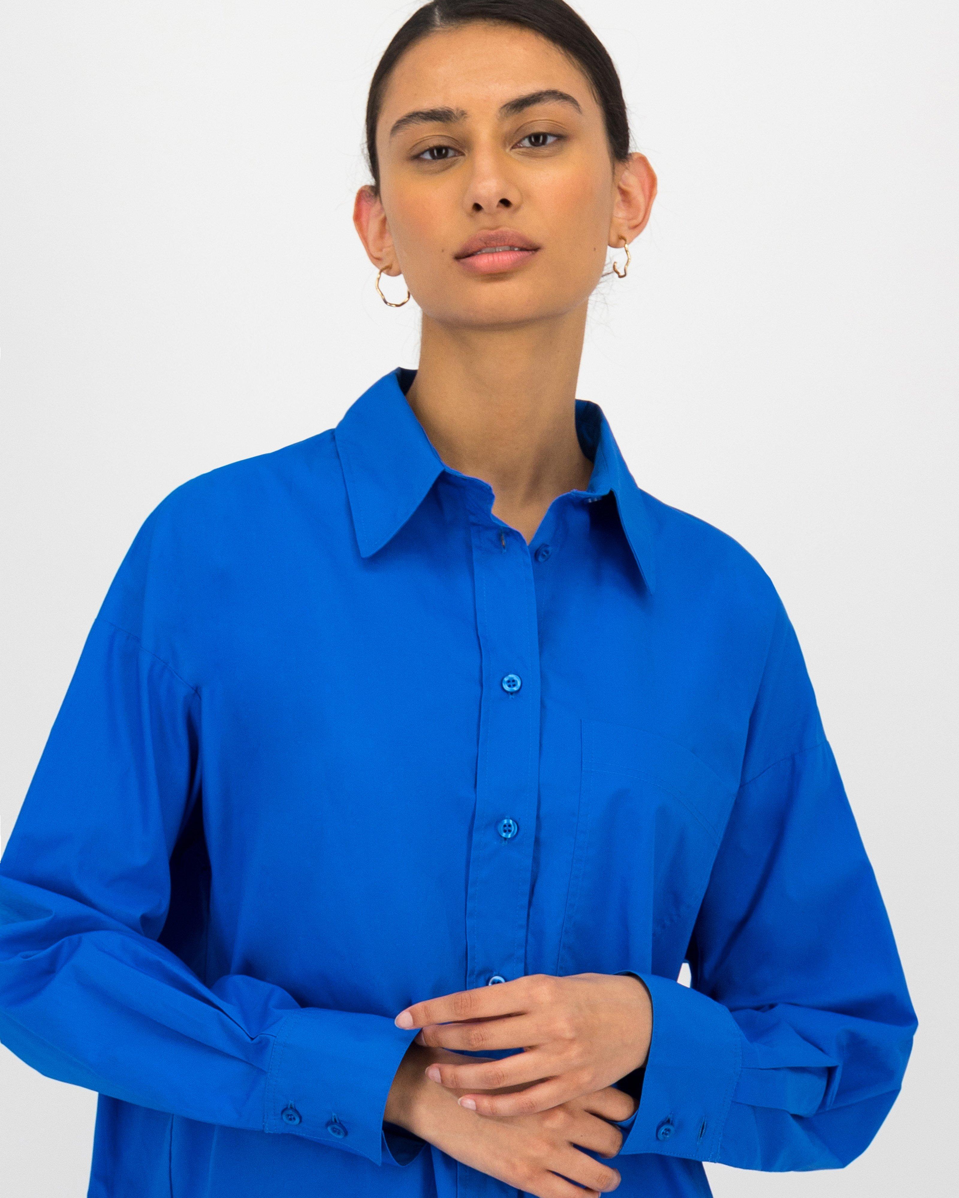 Becka Poplin Shirt -  Mid Blue